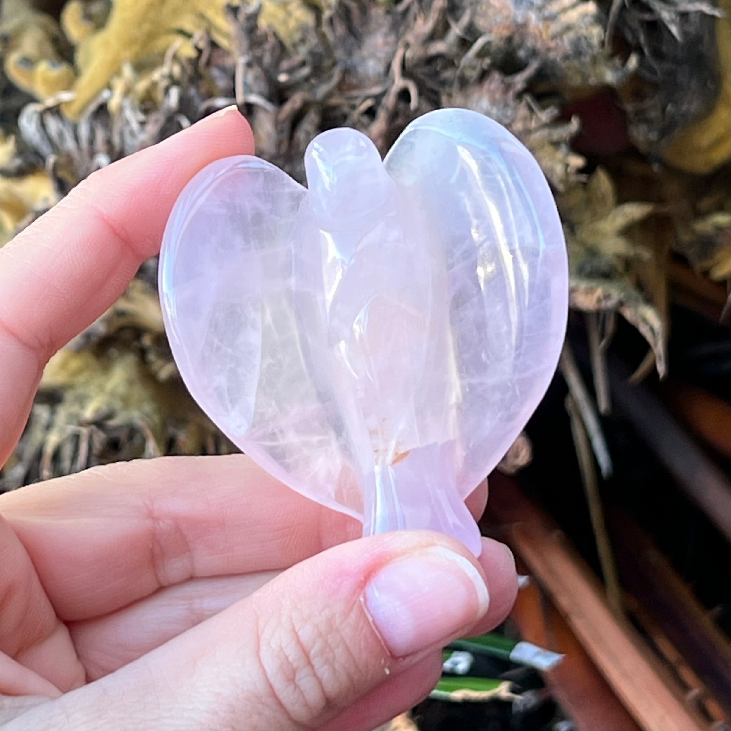 Rose Quartz Angel Carving ~ Medium