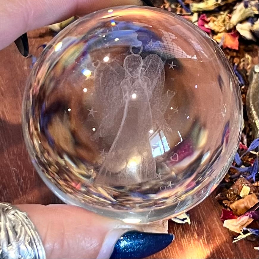 Blessing Angel Etched in Glass Ball