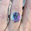 Mystic Blue Topaz & Moissonite ~ Sterling Silver Ring ~ size 10