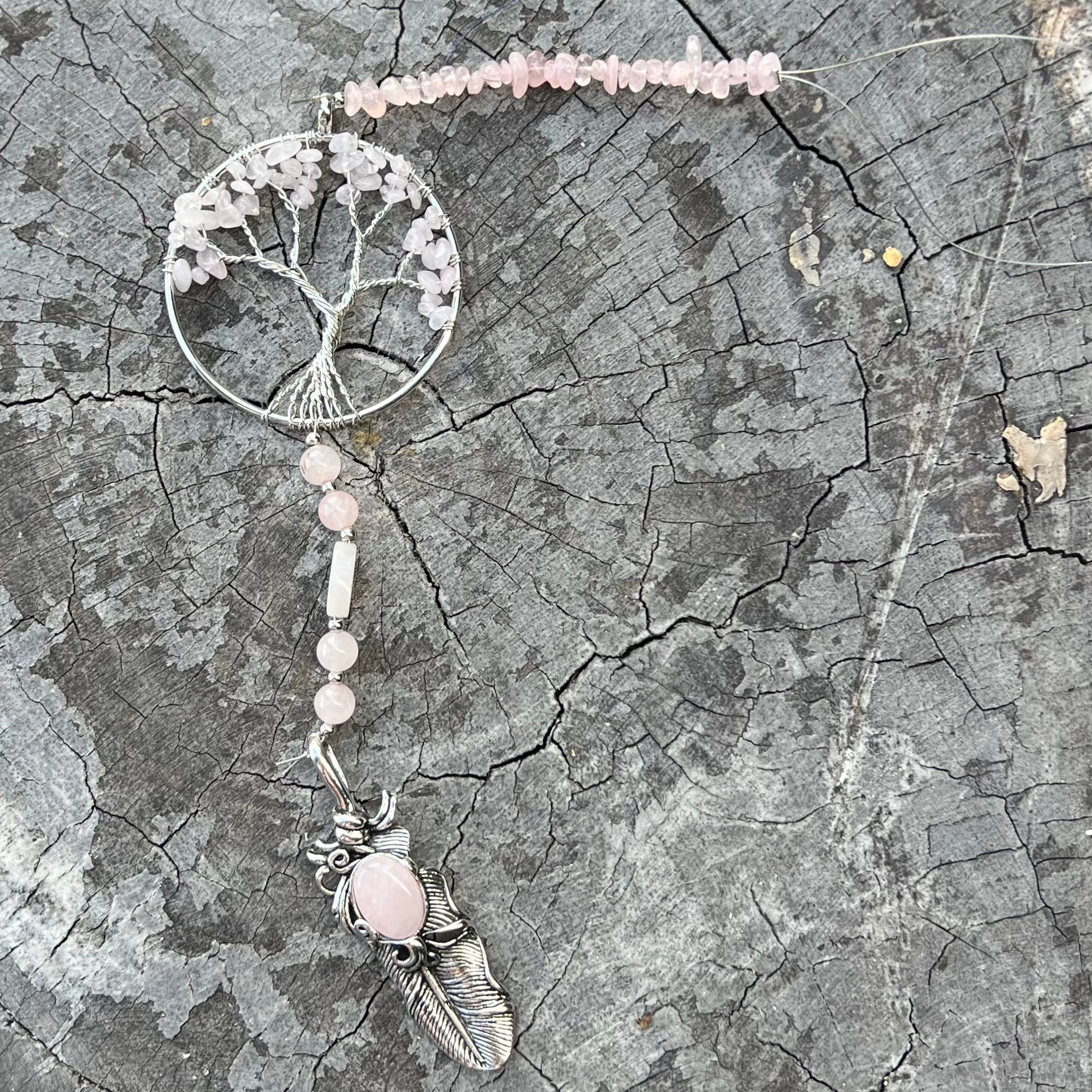 Tree of Life Hanger ~ Rose Quartz