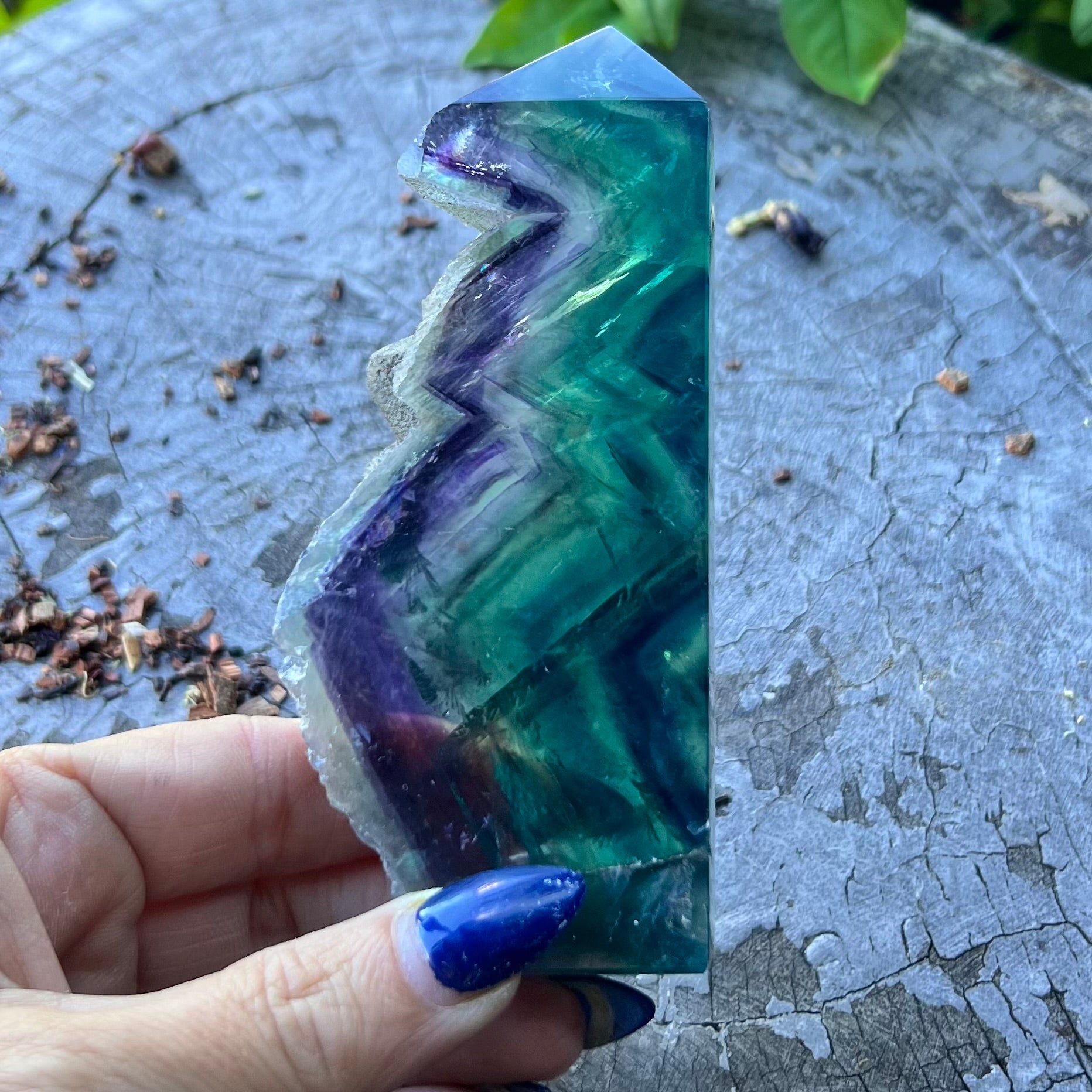 Rainbow Fluorite Semi Raw Generator Tower (2)