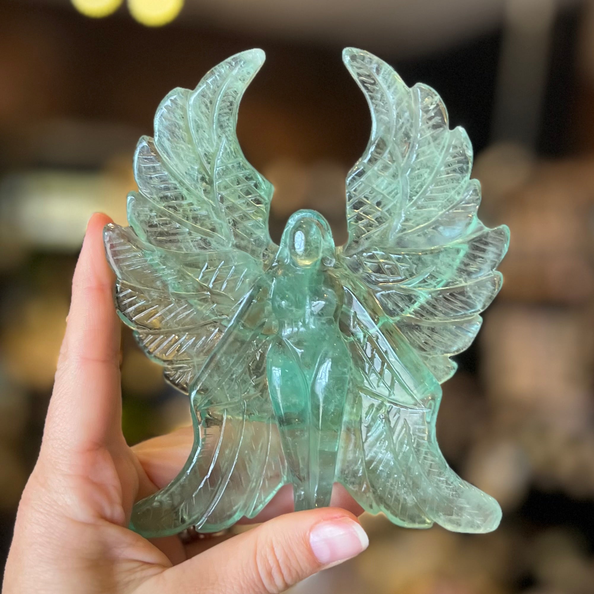 Green Fluorite Goddess of Compassion Carving (2)