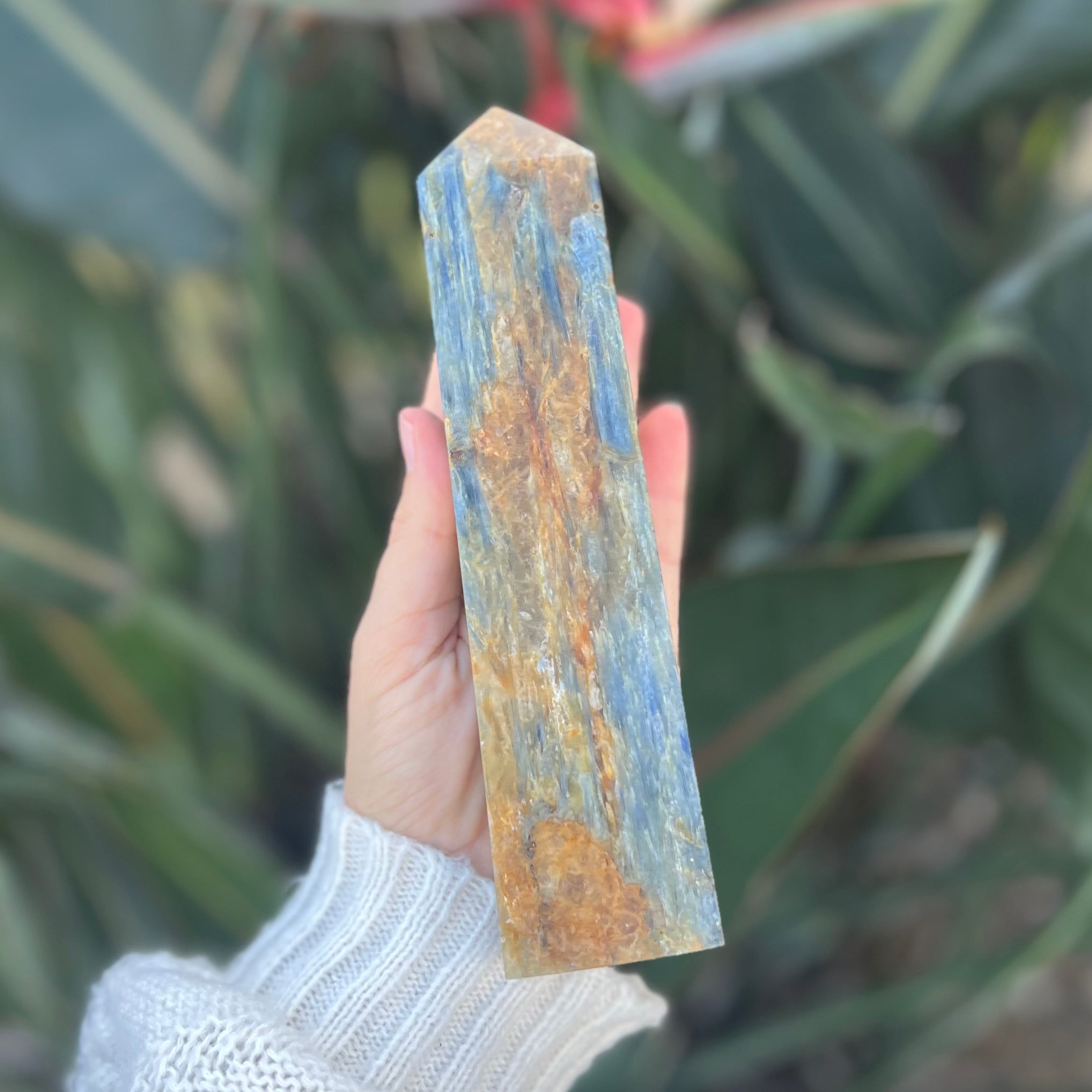 Kyanite with Golden Healer Tower