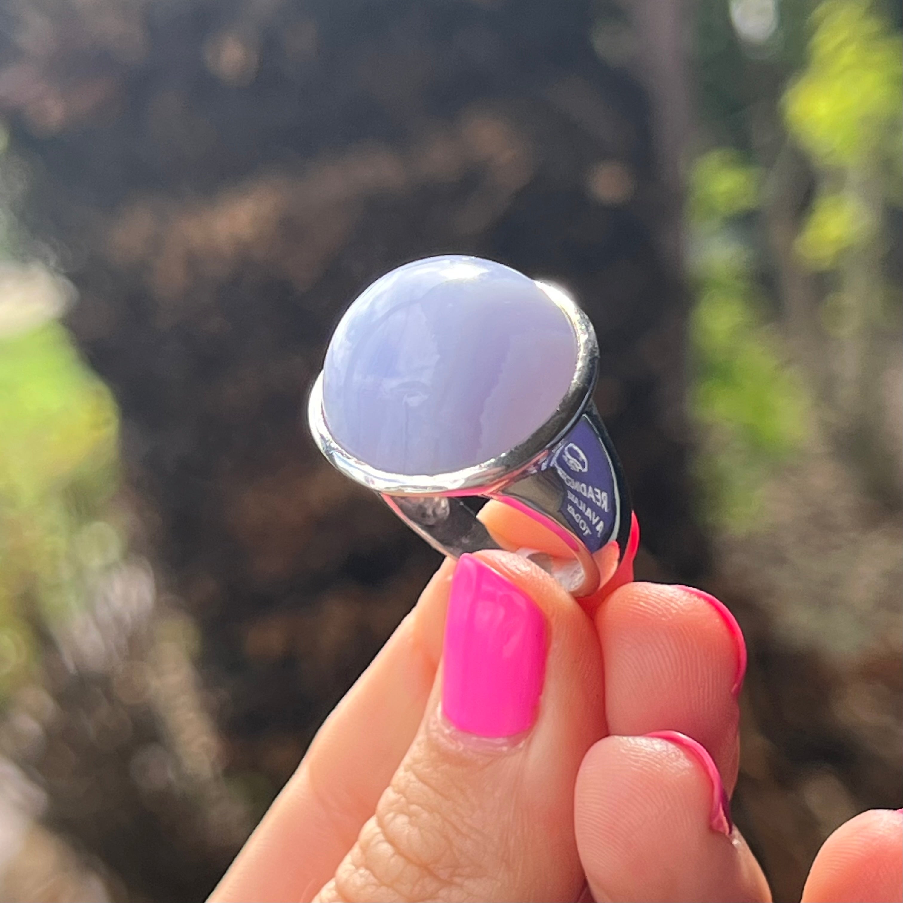 Blue Lace Agate~ Sterling Silver Ring ~ size 8.5