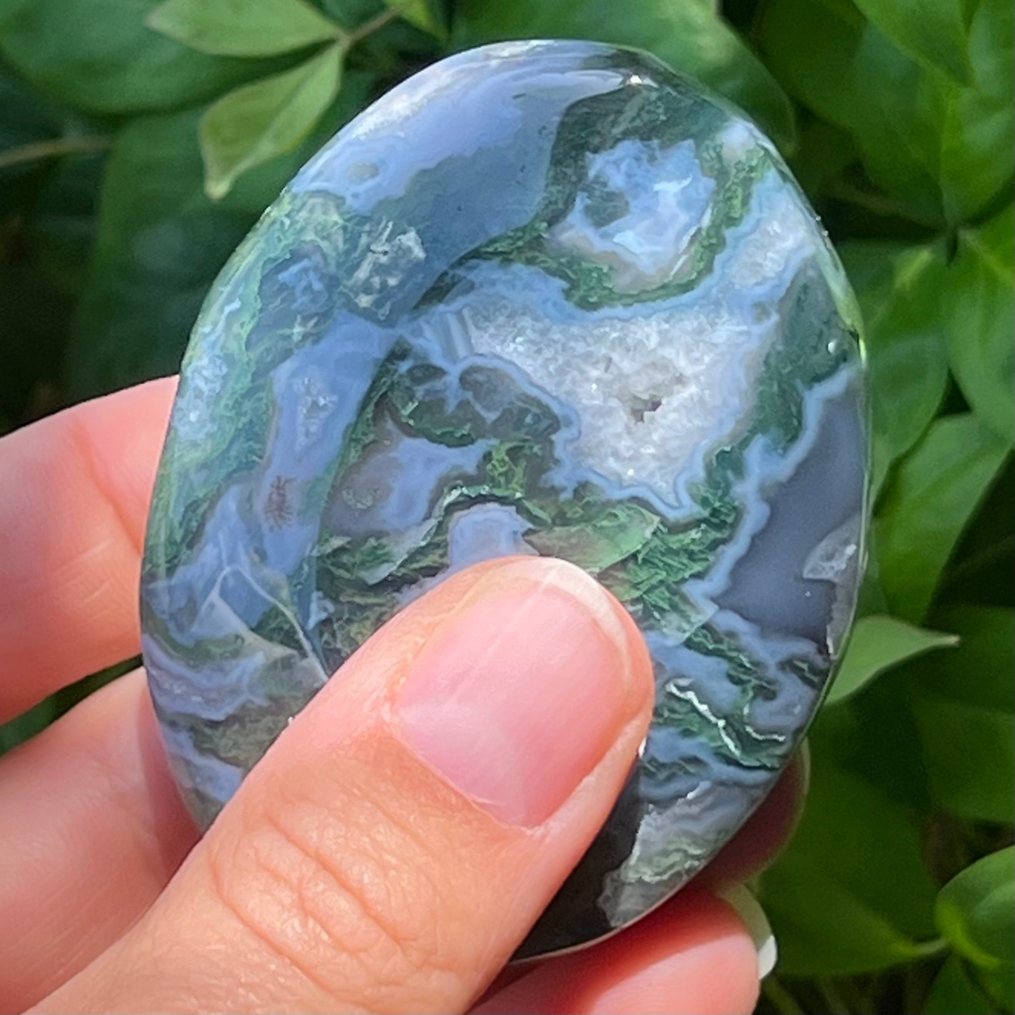 Moss Agate Palm Stone ~ 1