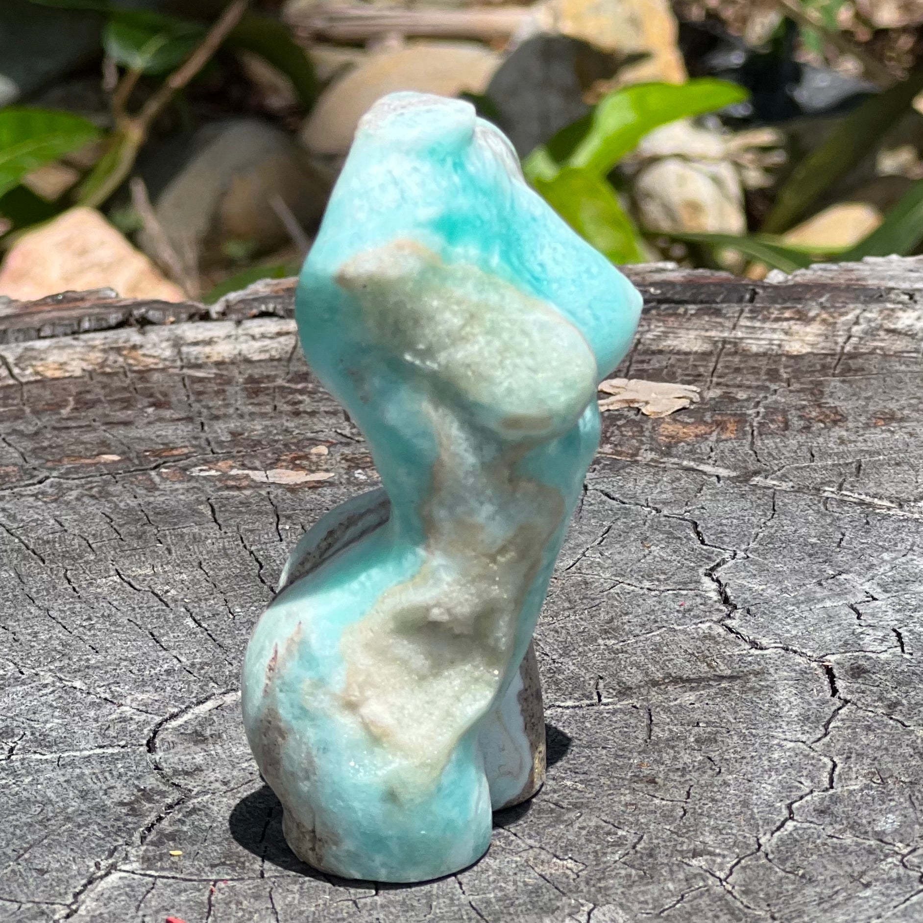 Blue Aragonite Goddess Lady Carving