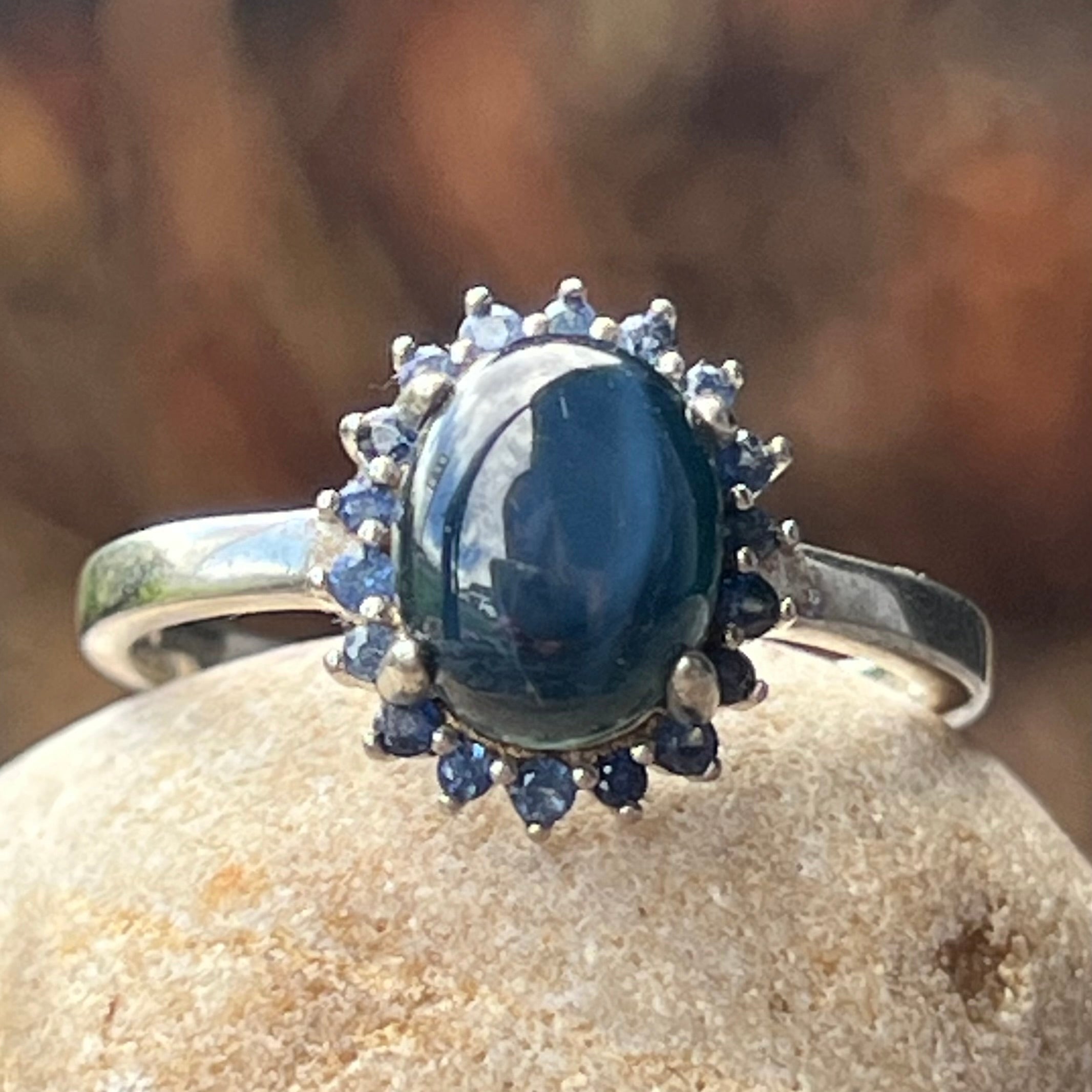 Sapphire Star Sterling Silver Ring ~ 9