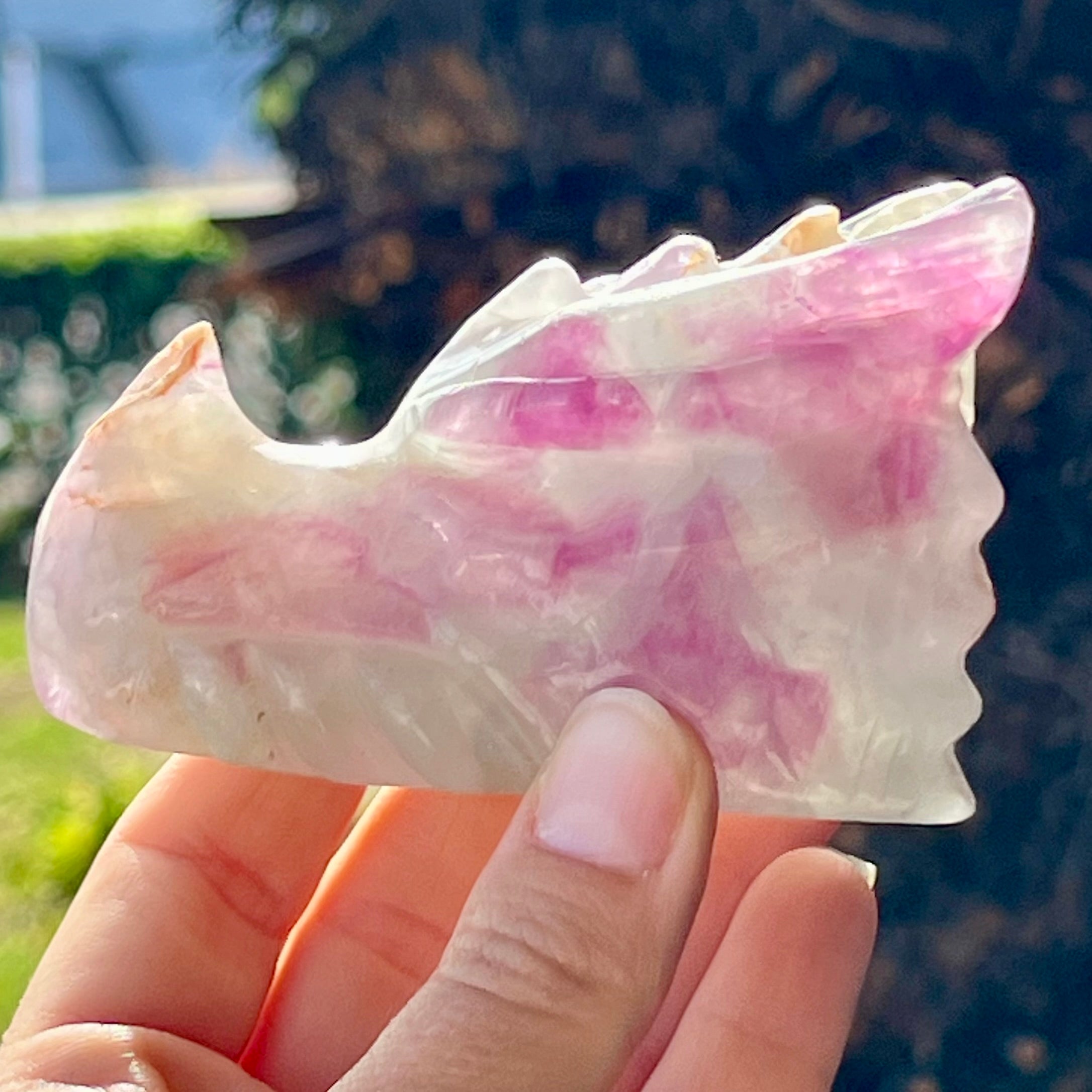 Rainbow Fluorite Dragon Head Carving