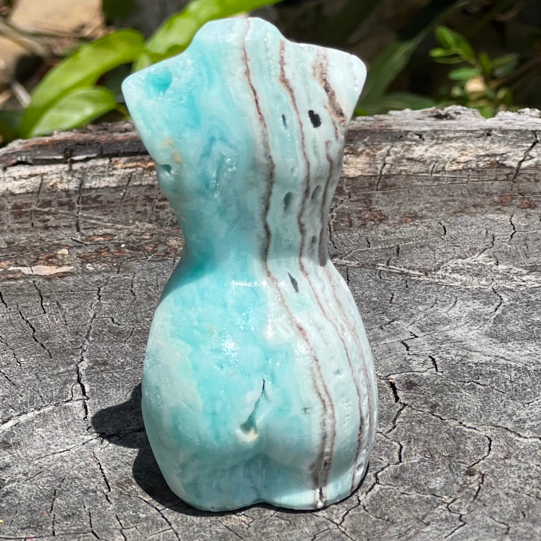 Blue Aragonite Goddess Lady Carving