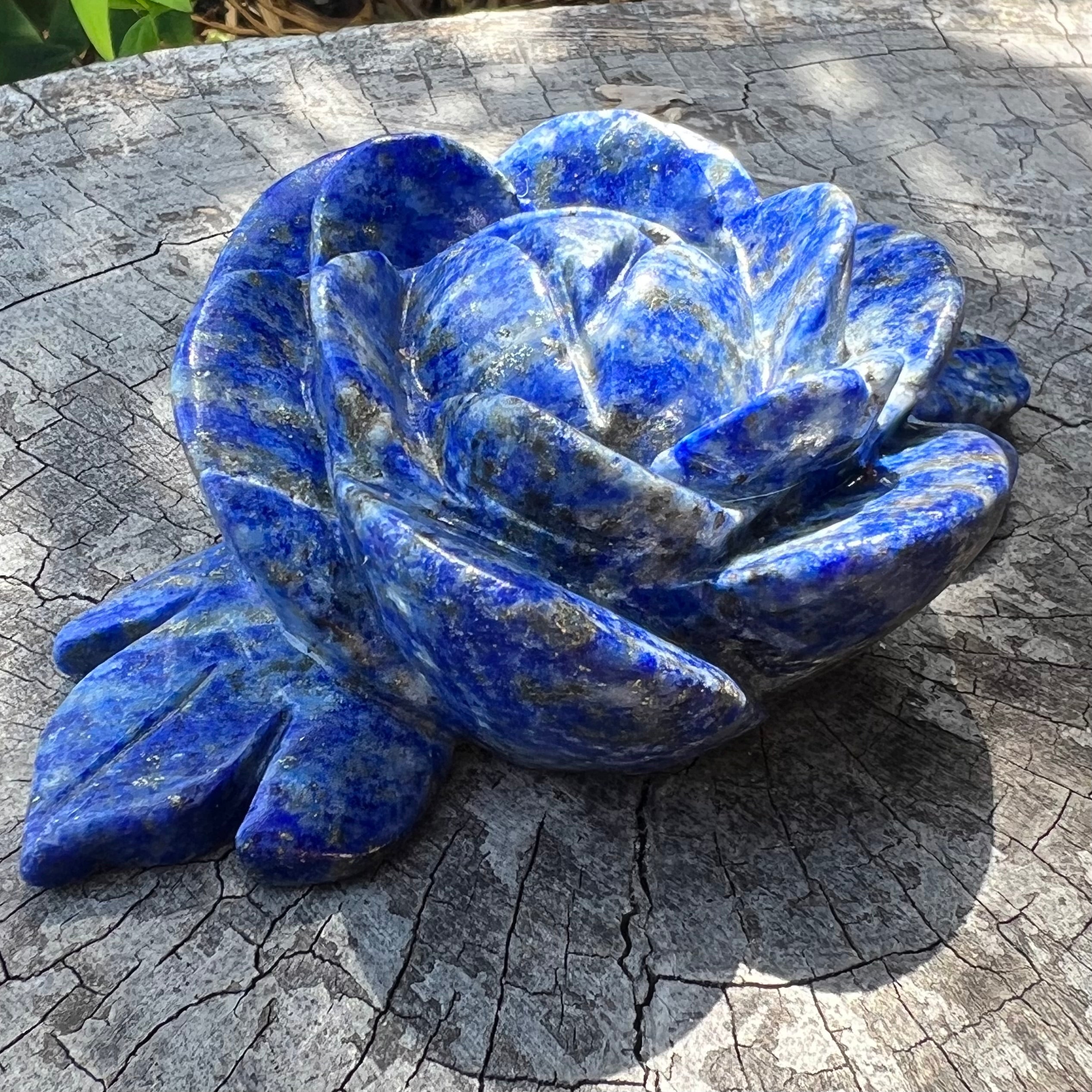 Lapis Lazuli Rose Carving