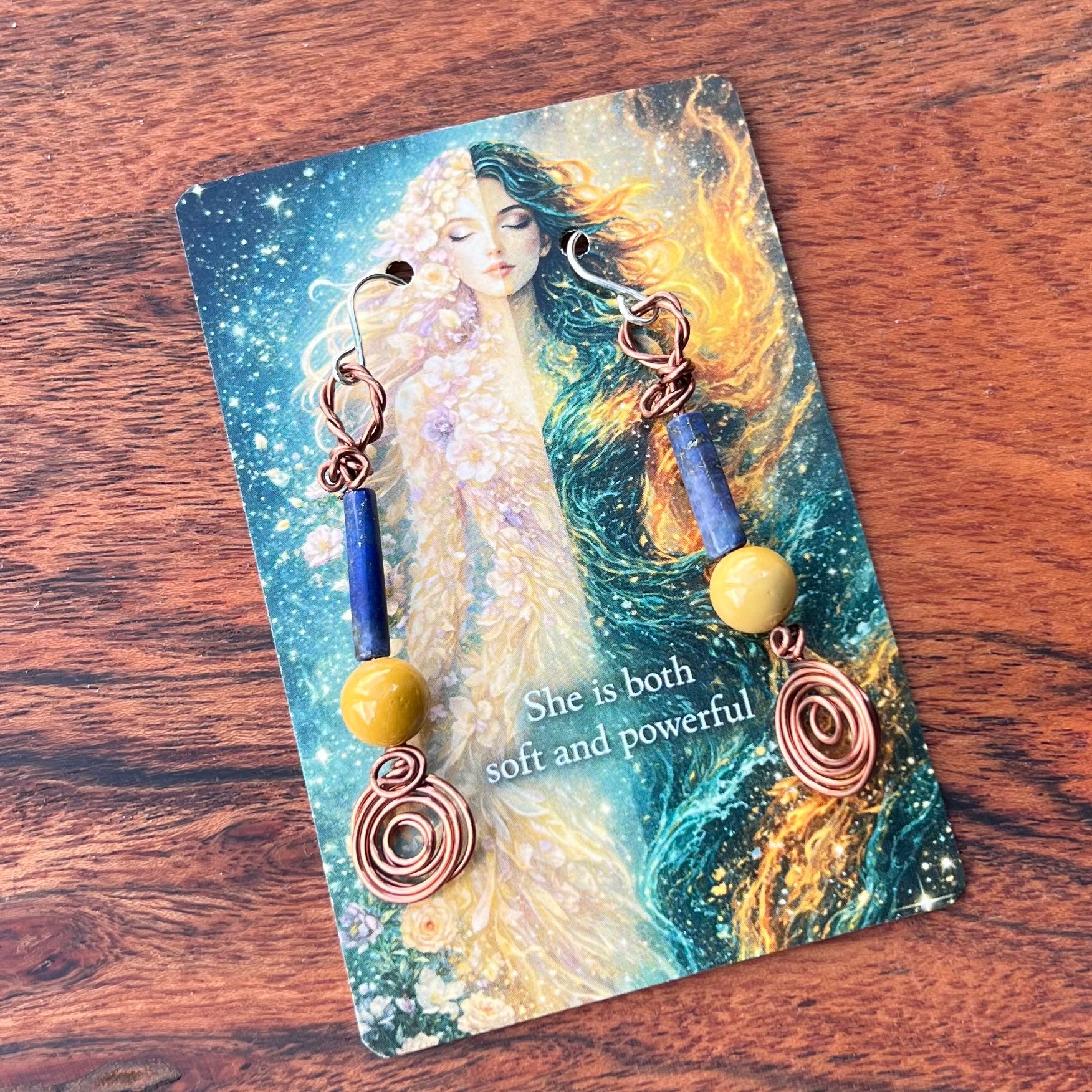 Muse Forged ~ Artesian Mookaite and Lapis Lazuli Earrings