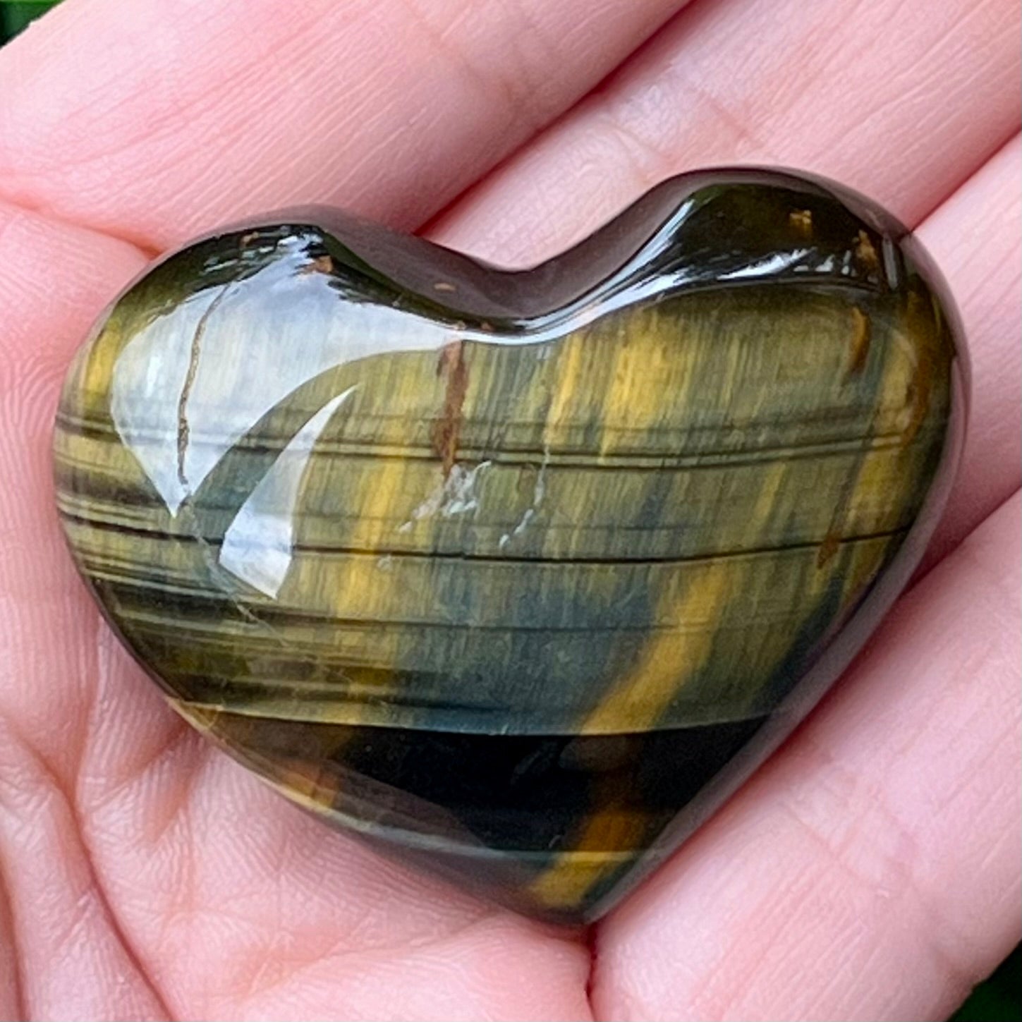 Blue Tiger Eye Heart Carving