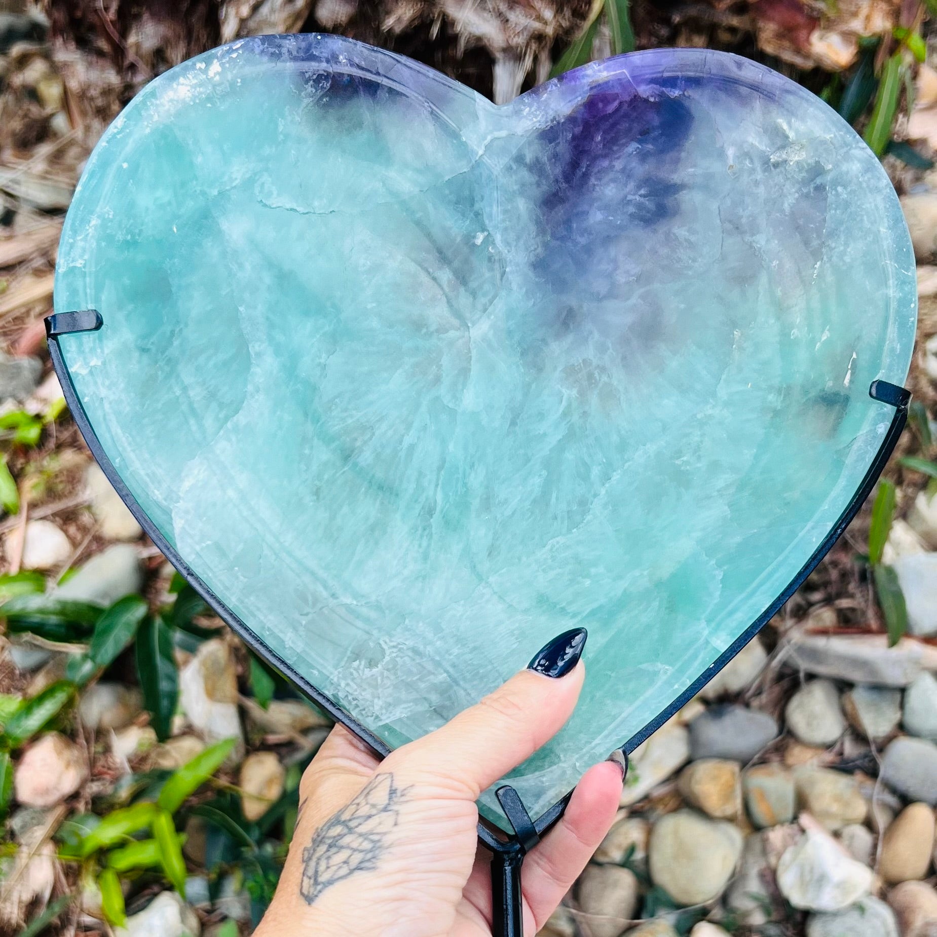 Fluorite Heart Bowl - With Stand