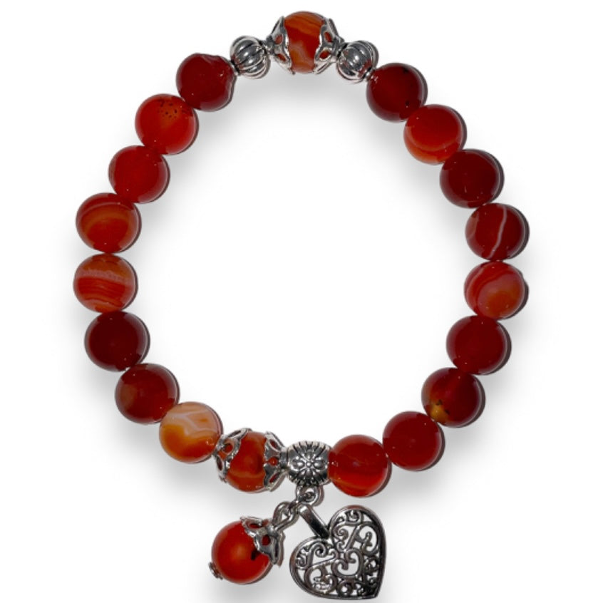 Carnelian Self Expression Bracelet with Heart Charm