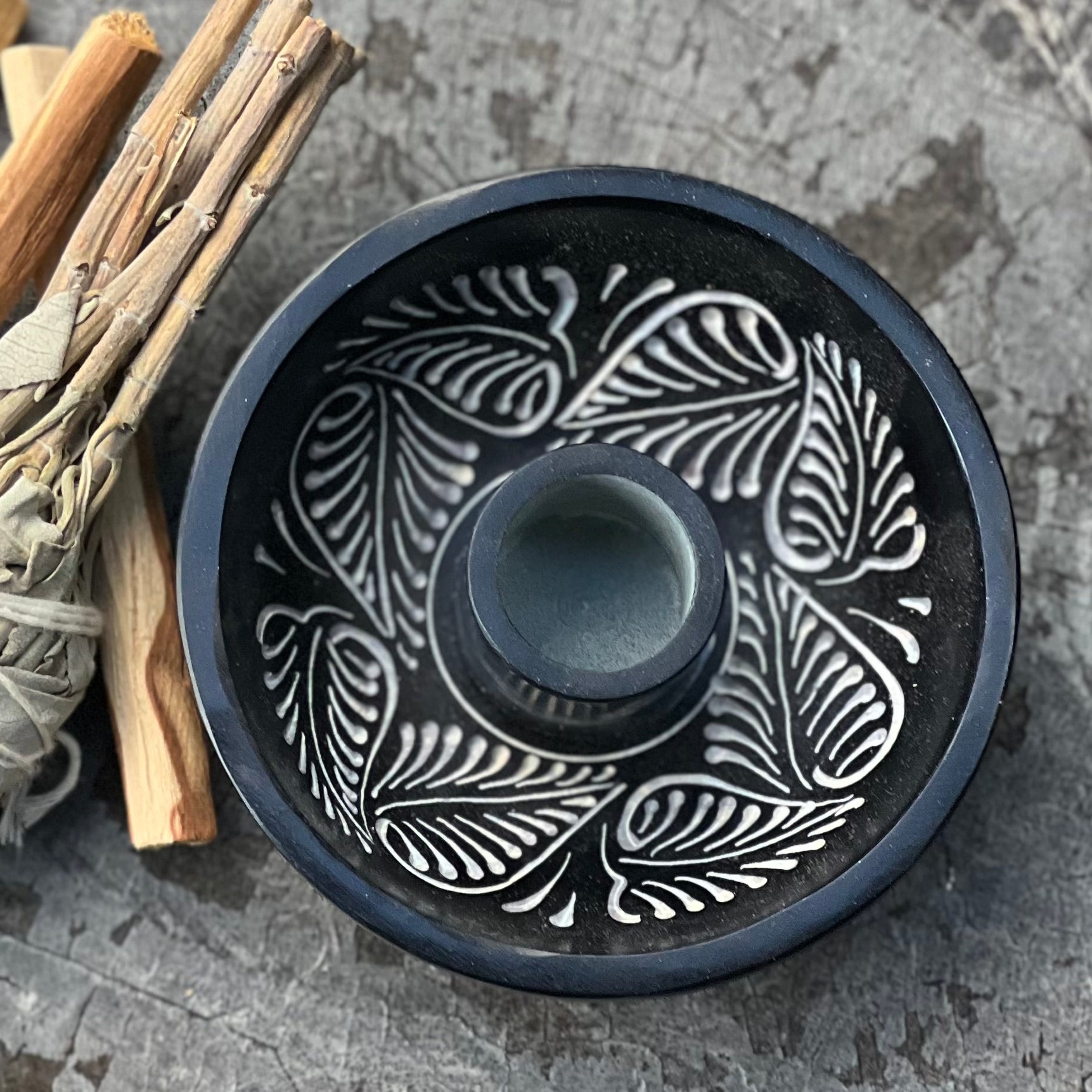 Palo Santo Soapstone Burner ~ Black