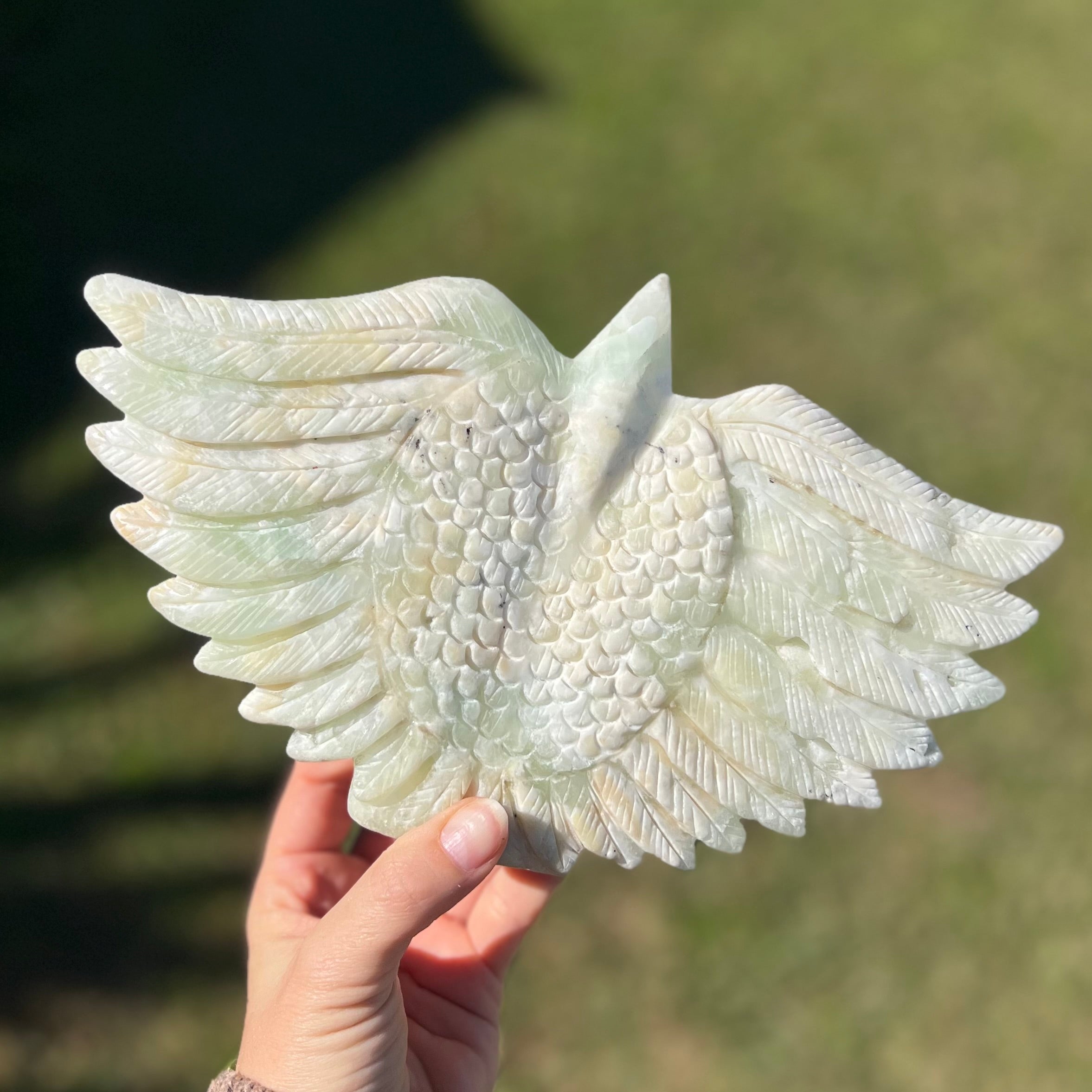 Caribbean Calcite Winged Skull Carving