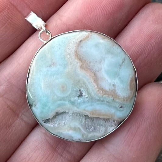 Round Caribbean Calcite Pendant