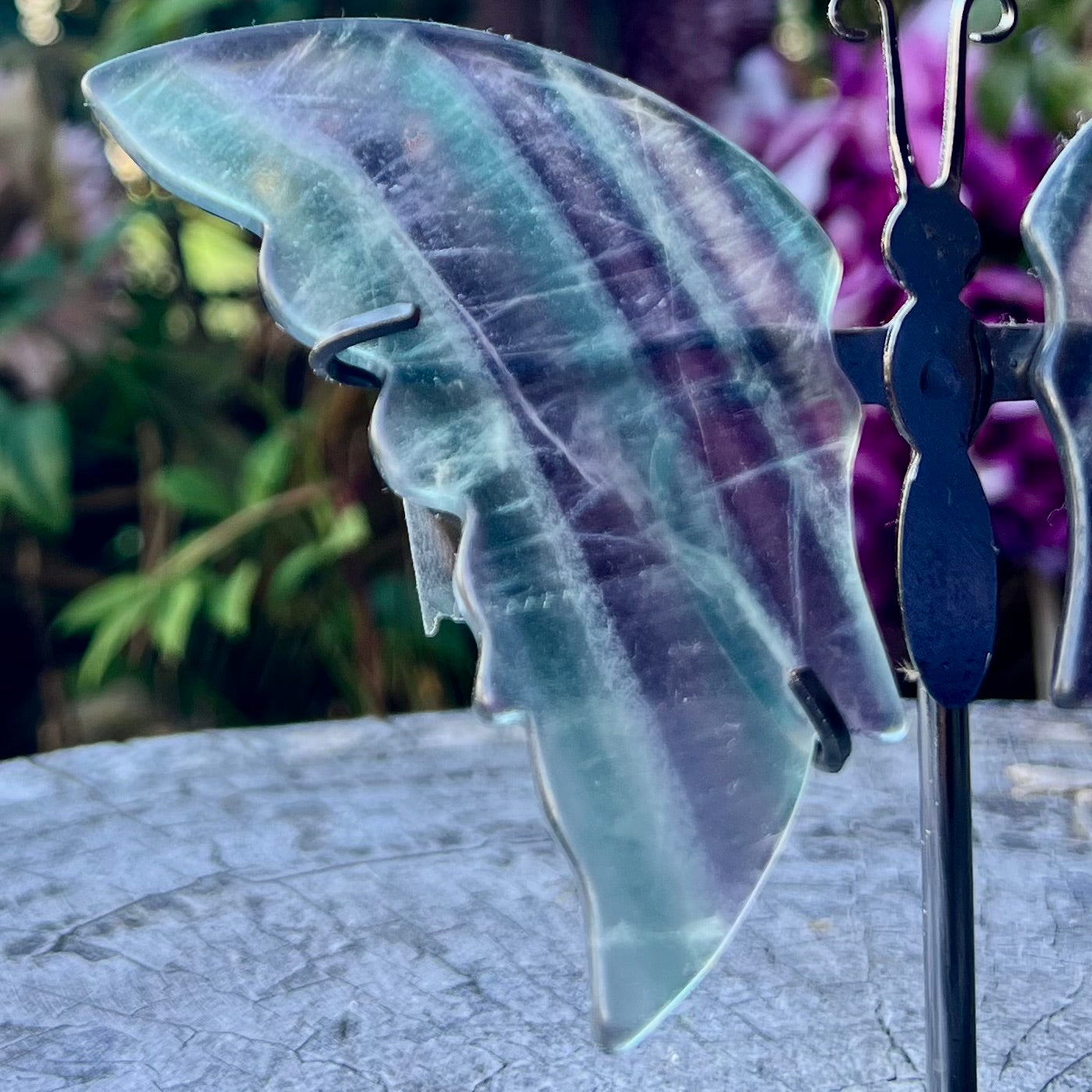 Rainbow Fluorite Butterfly Carving