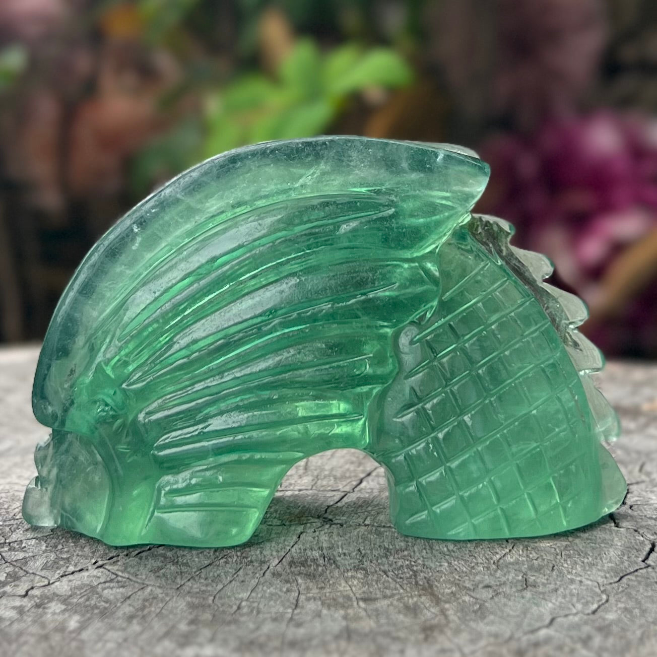 Green Fluorite Sea Dragon Carving ~ 3 Piece Set