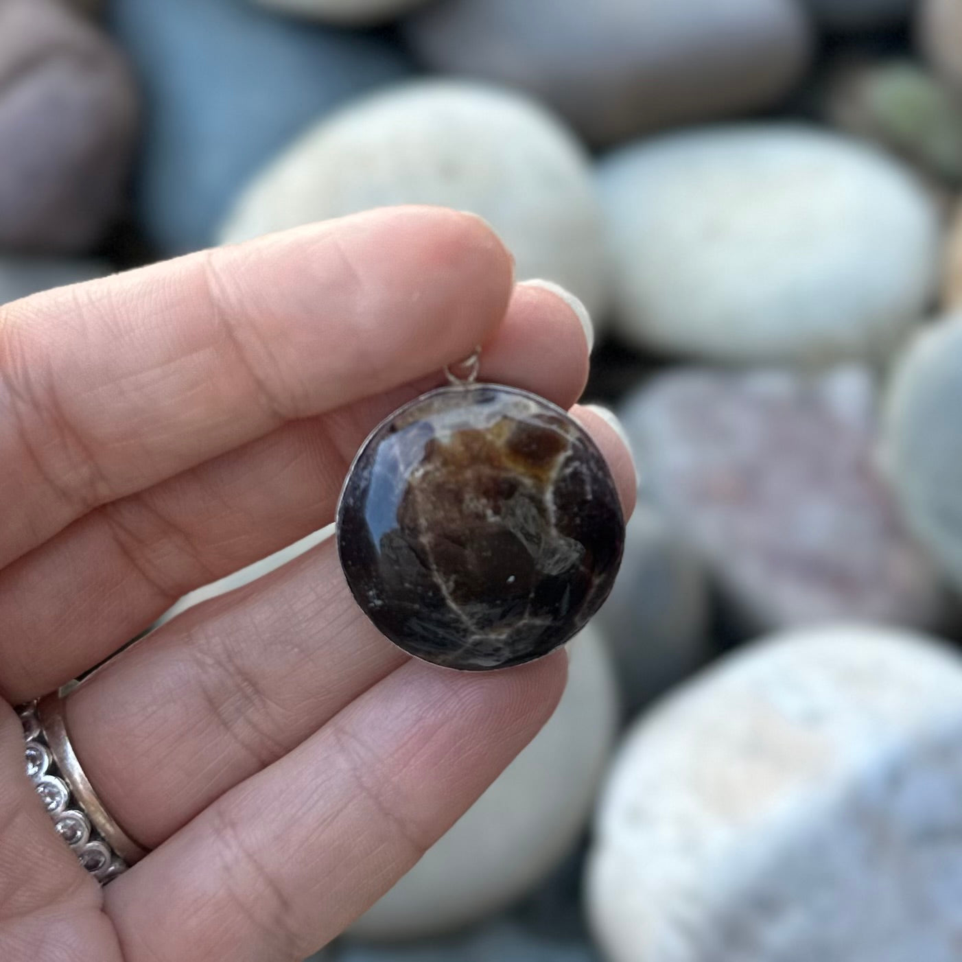 Round Chocolate Calcite Pendant