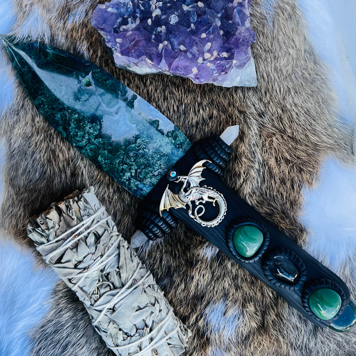 Athame ~ Moss Agate