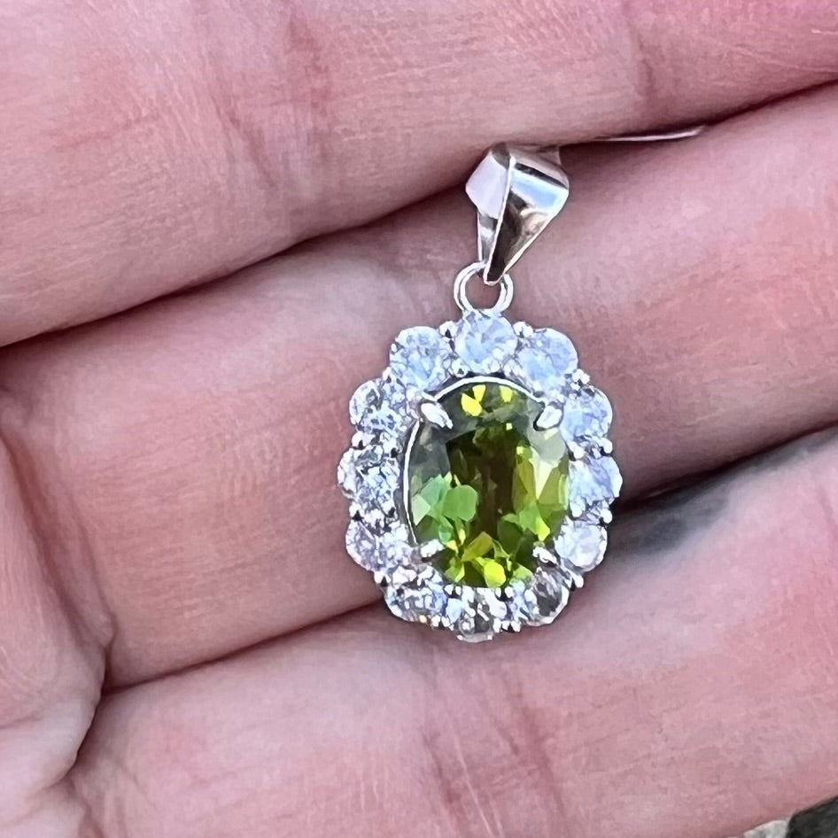 Peridot & Moisonite ~ Sterling Silver Pendant