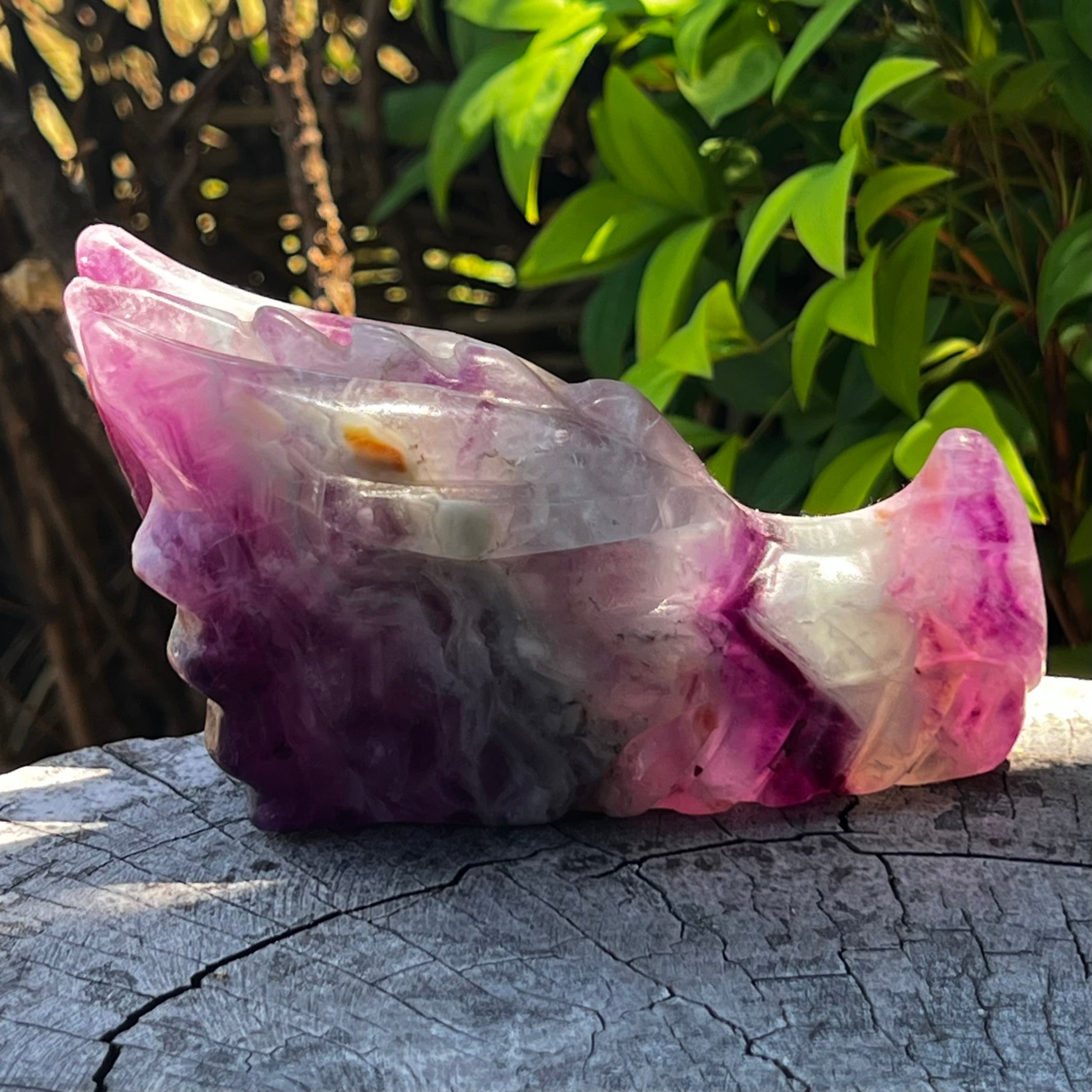 Rainbow Fluorite Dragon Head Carving