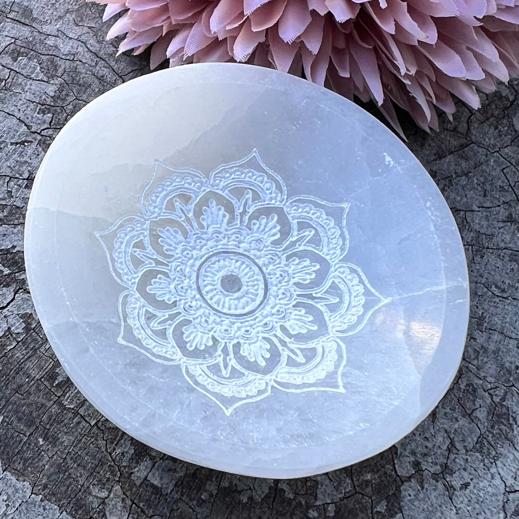 Selenite Cleansing & Charging Mandala Bowl ~  Small
