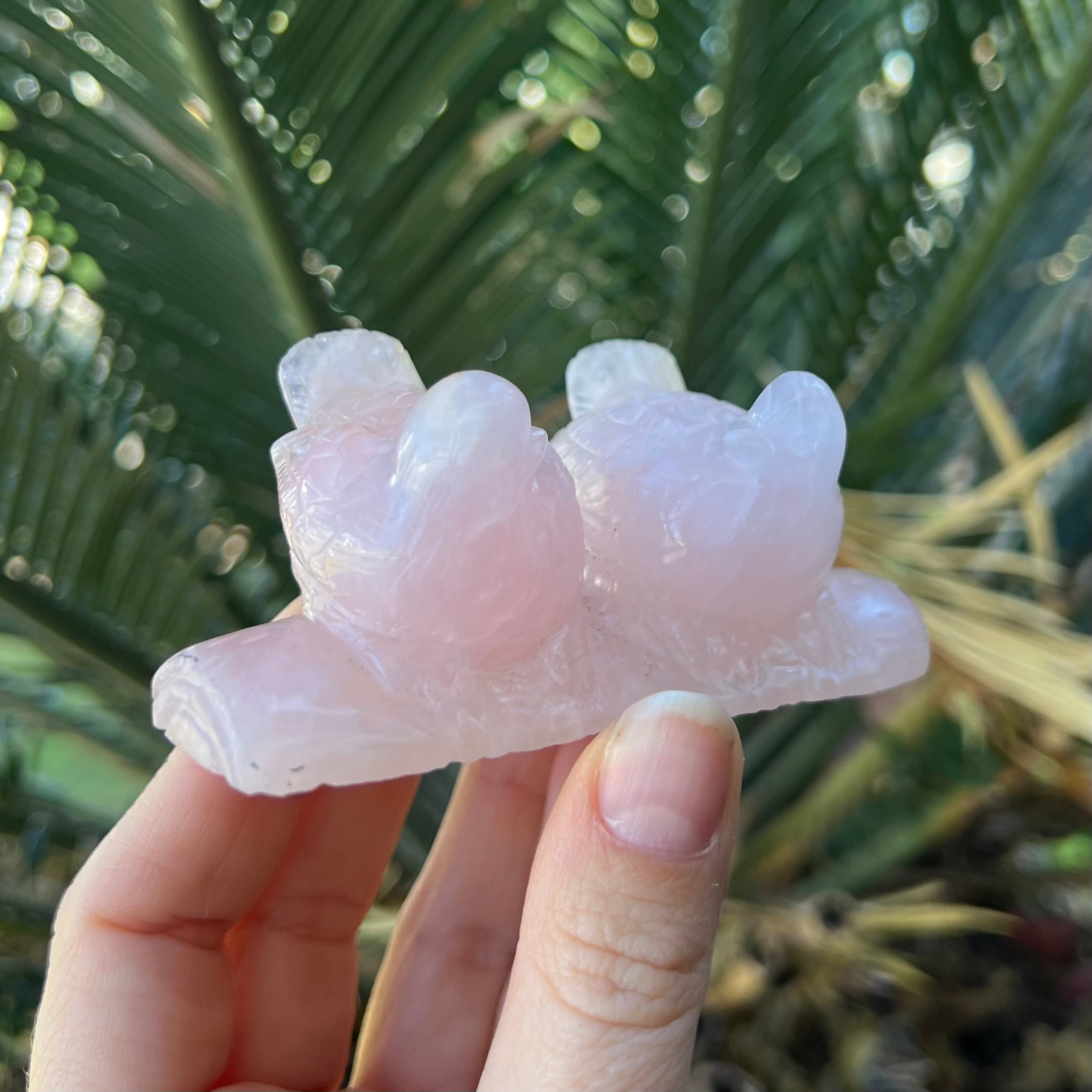Love Birds Carving ~ Rose Quartz