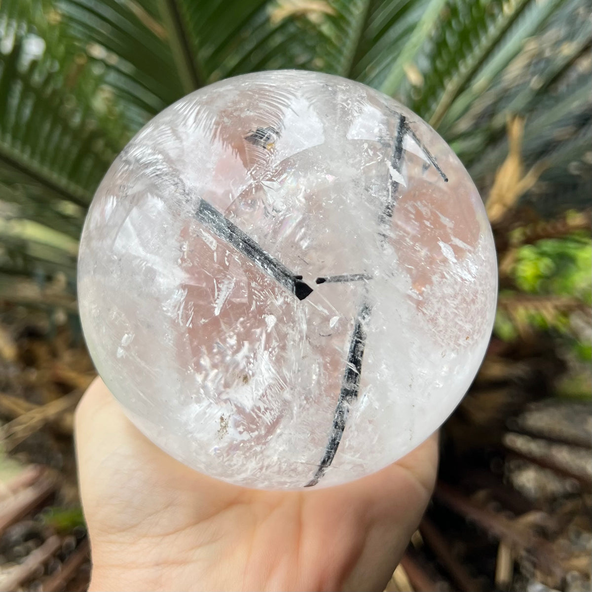 Clear Quartz with Tourmaline Sphere