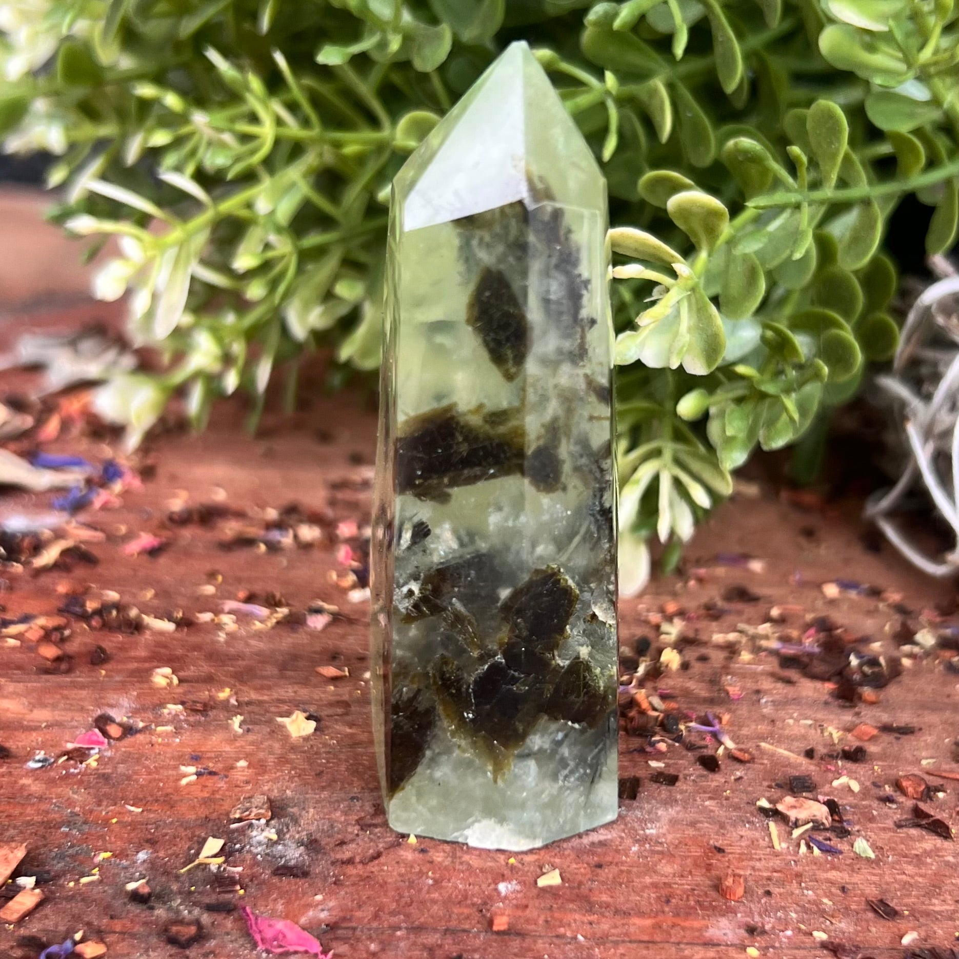 Prehnite Semi Raw Tower