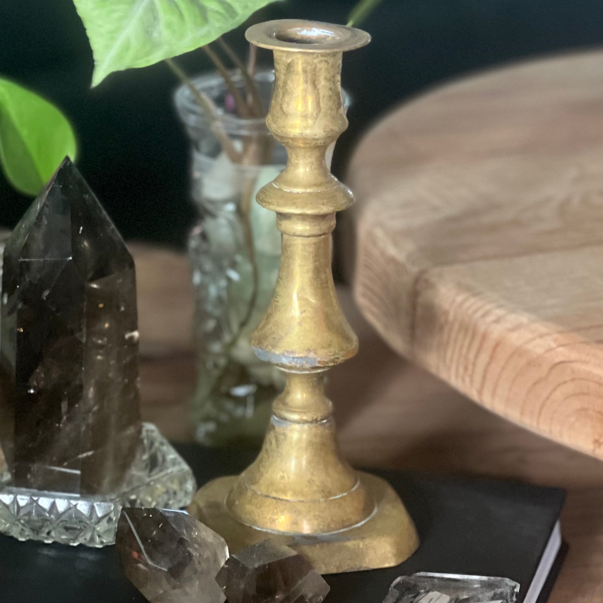 Boho Jungle ~ Vintage Brass Candle Holder - Sphere Holder Decor