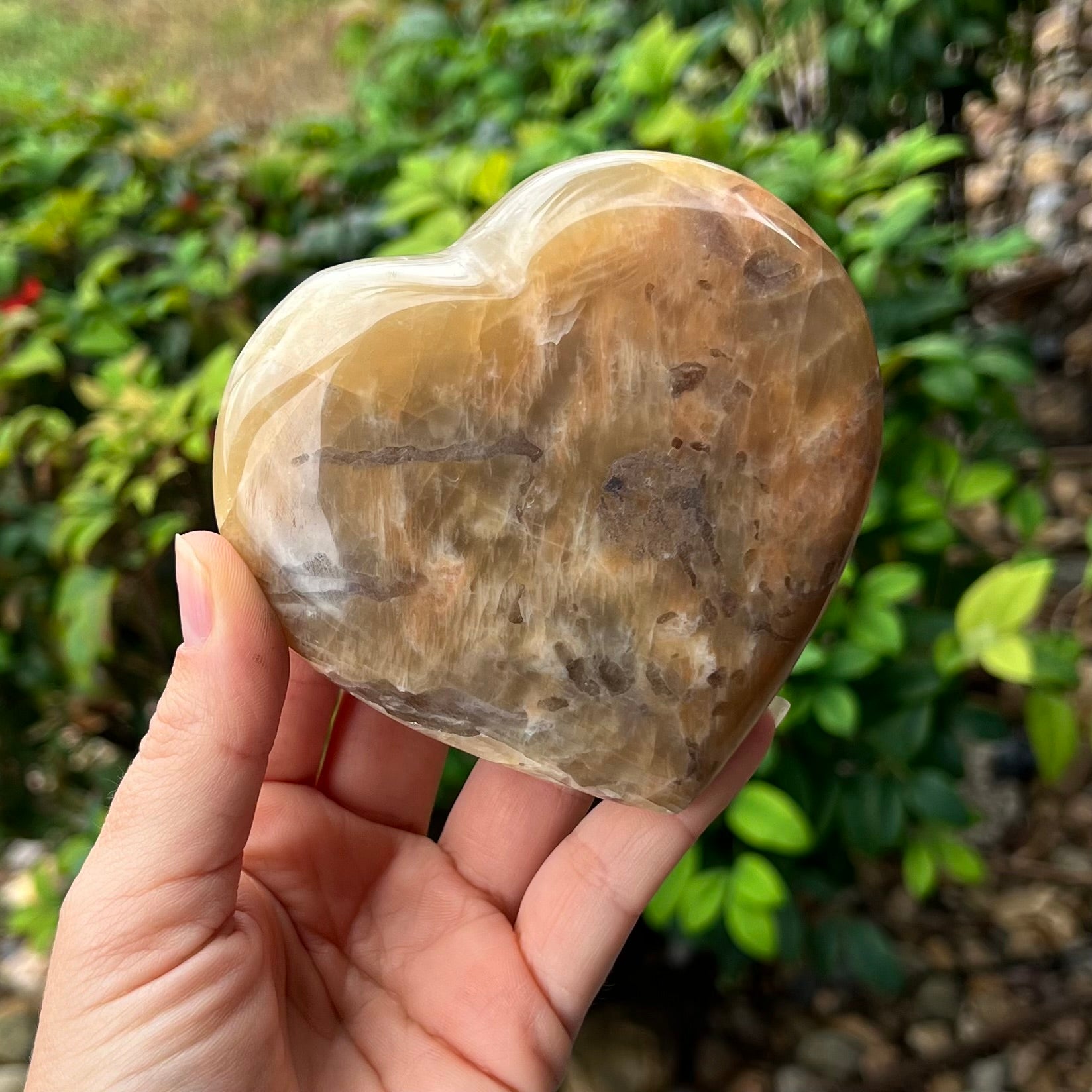 Heart Carving - Peach Moonstone