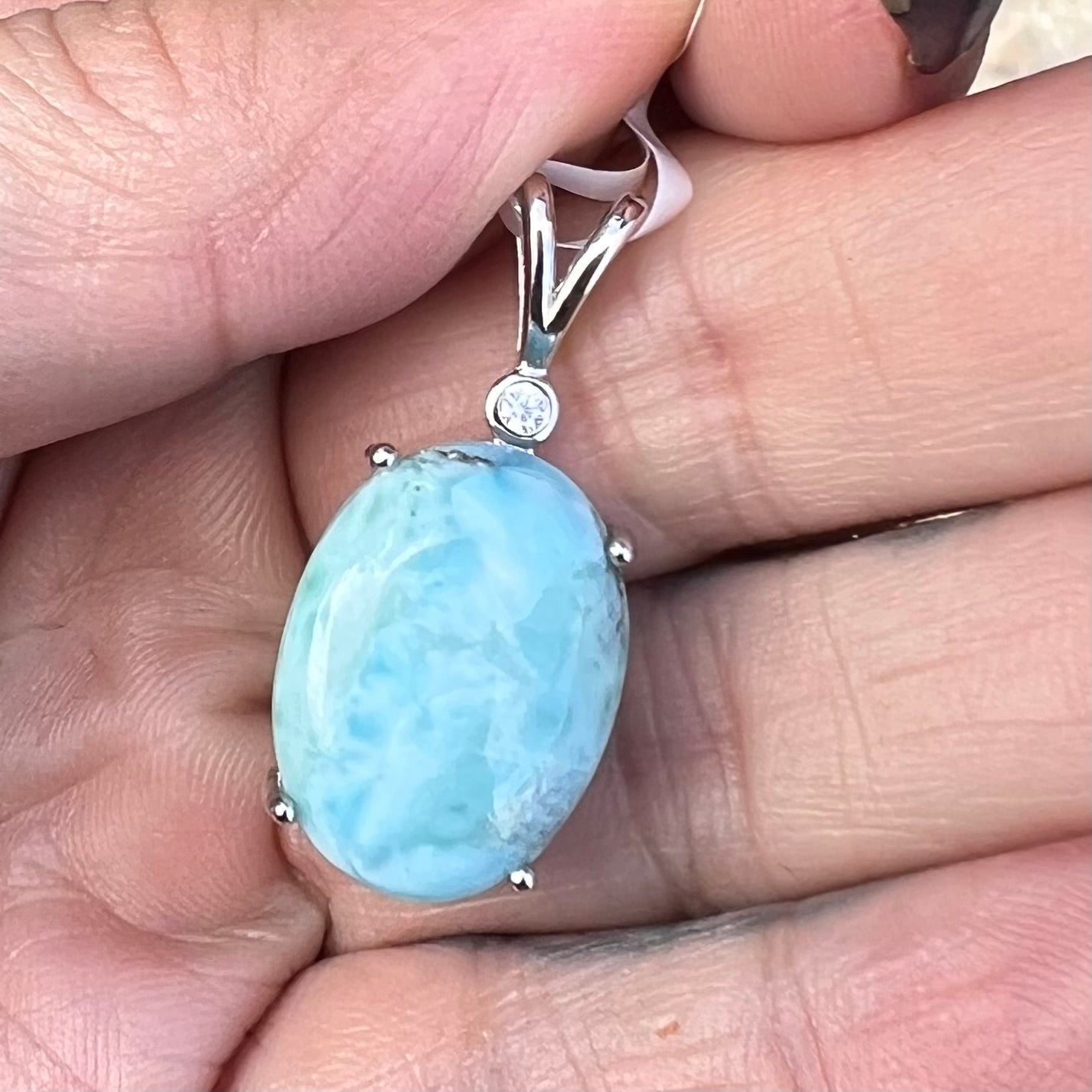 Larimar and Topaz ~ Sterling Silver Pendant (2)