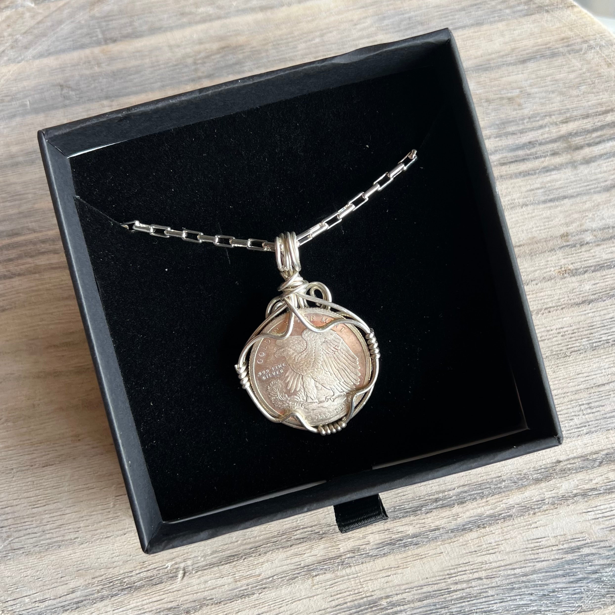 Sterling Silver Wrapped Coin ~ Handmade