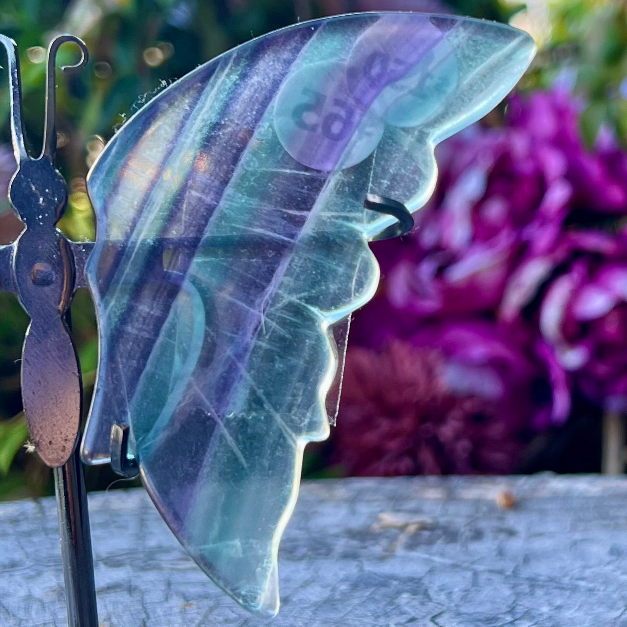 Rainbow Fluorite Butterfly Carving