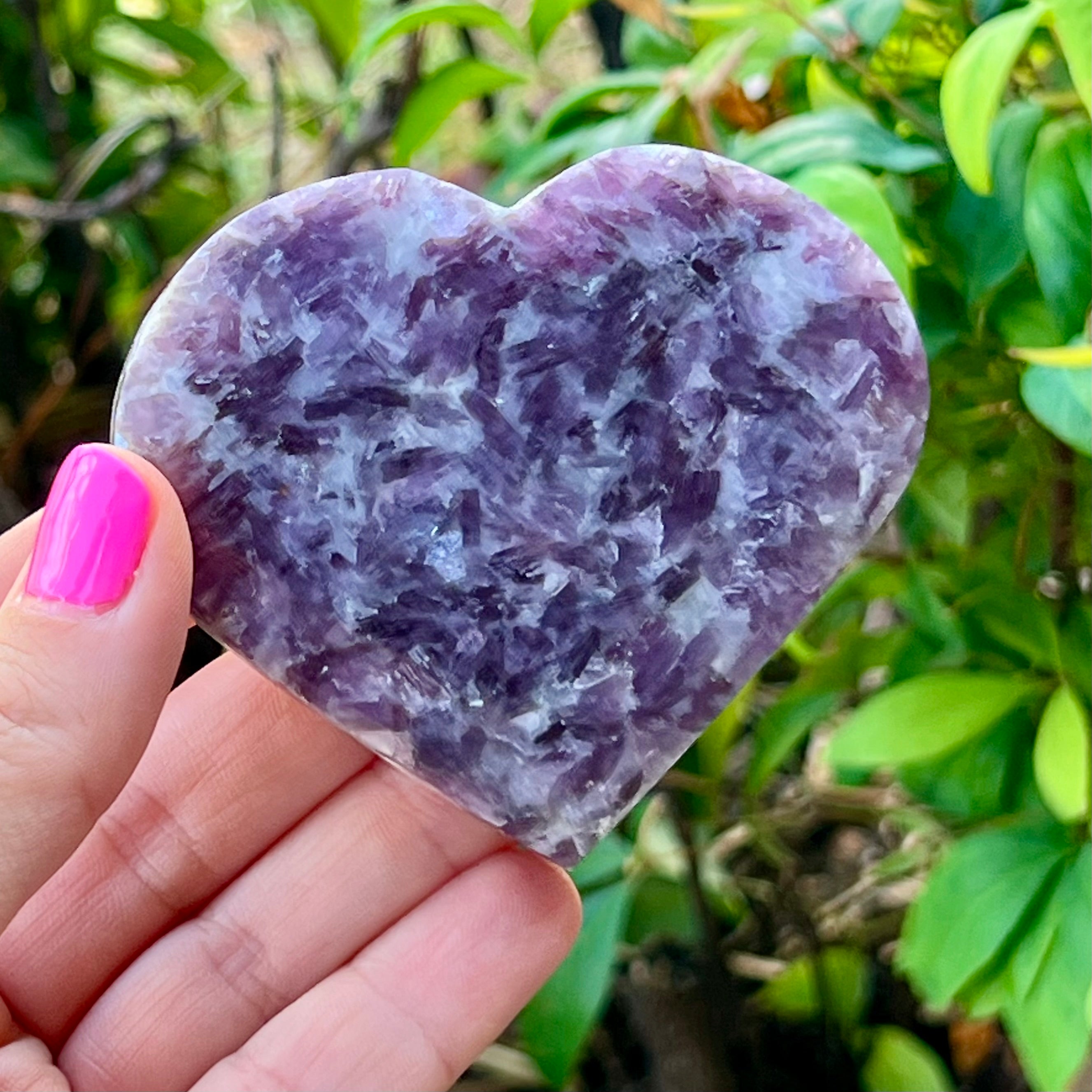 Lepidolite Heart Carving