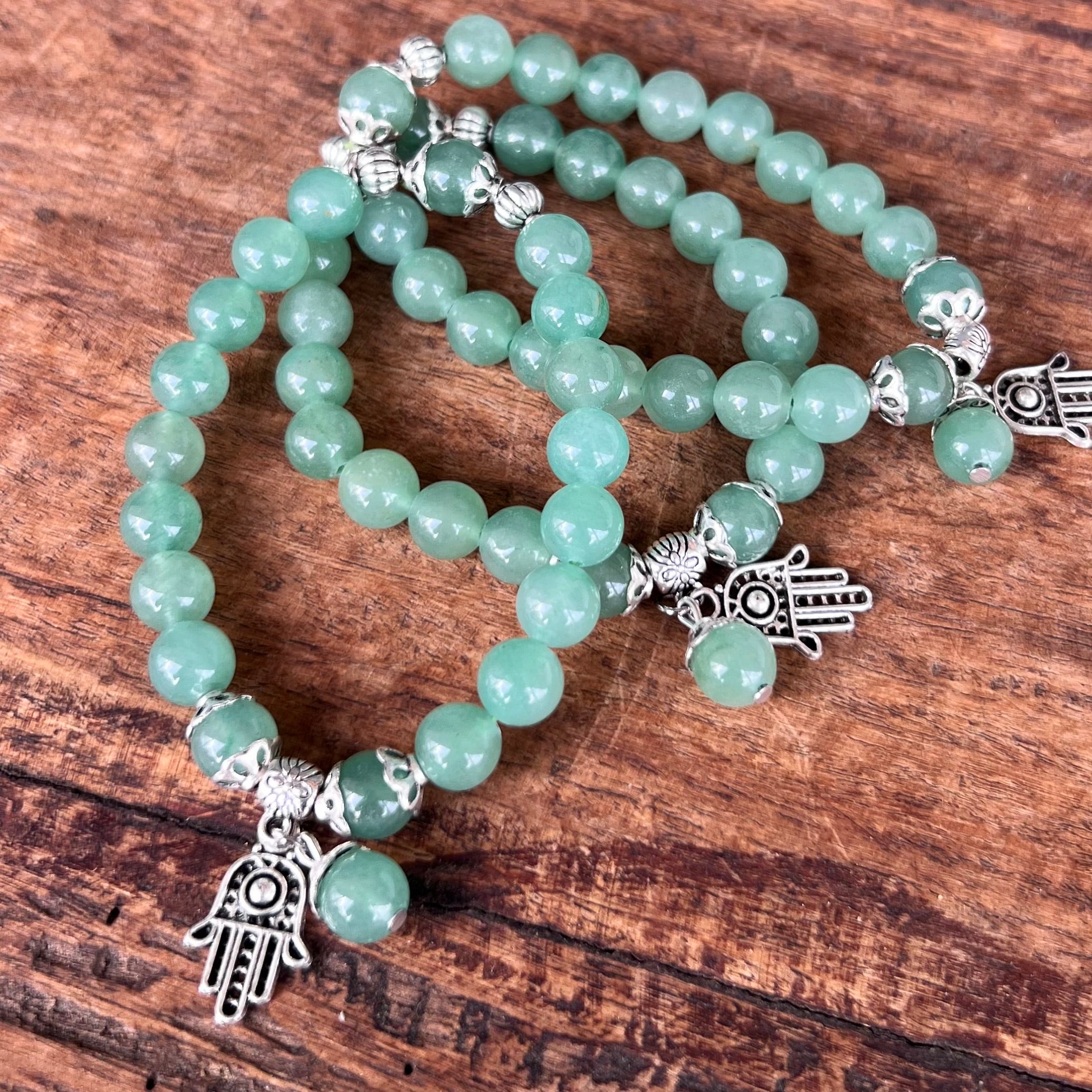 Green Aventurine New Beginnings Bracelet with Hamsa Hand