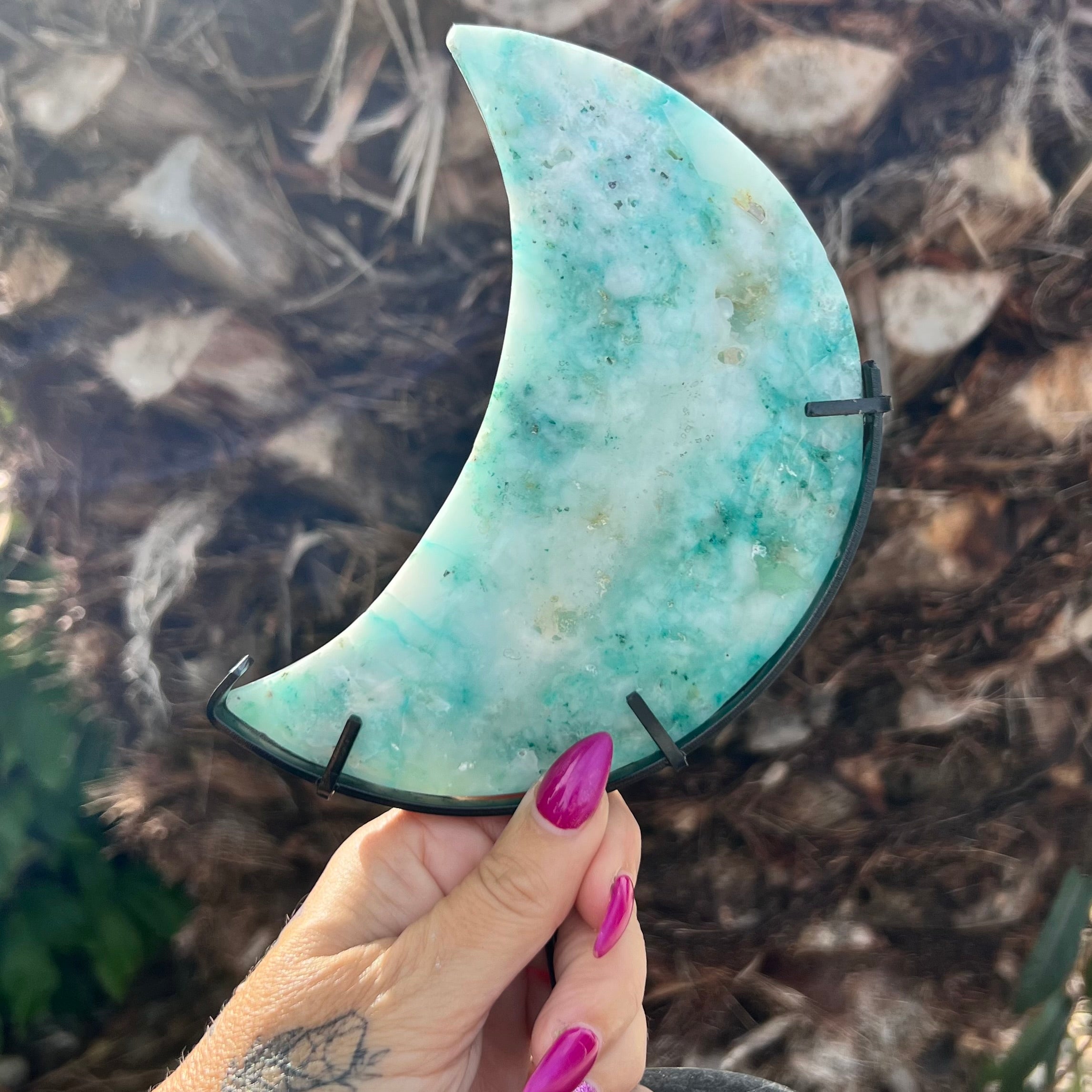 Phoenix Stone Crescent Moon on Stand (2)