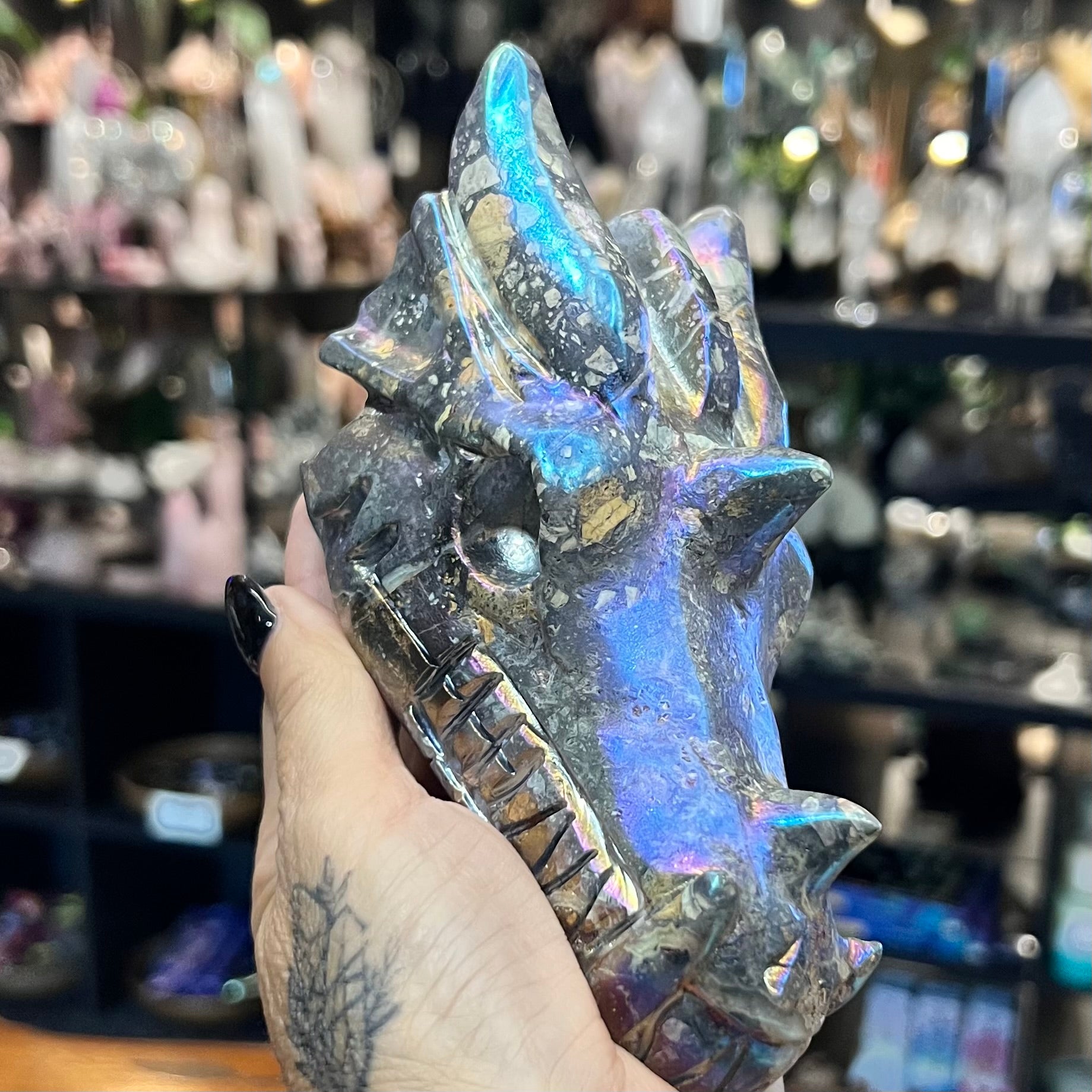 Electroplated Jasper Dragon Head