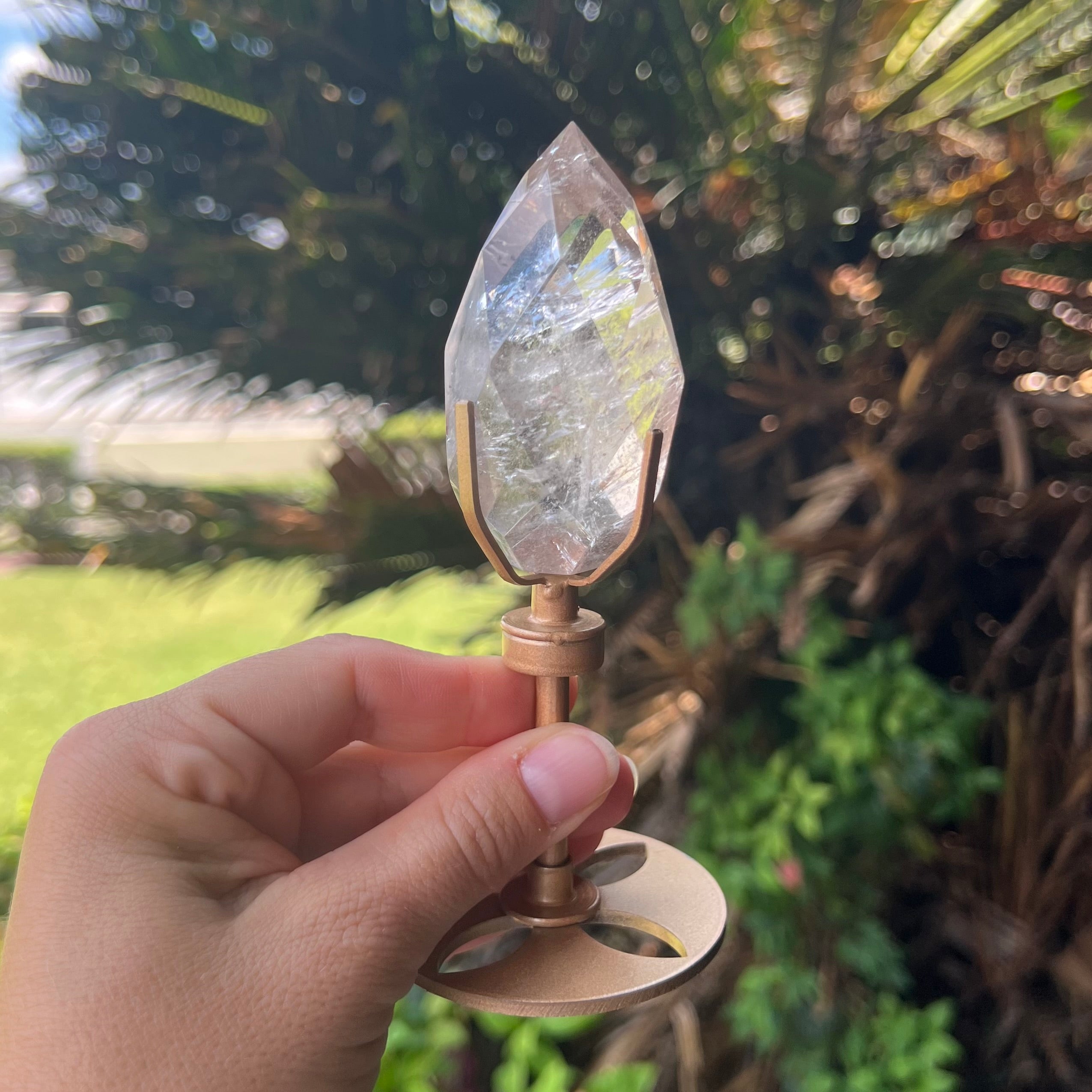 Clear Quartz ~ Facetted Generator Point on Stand