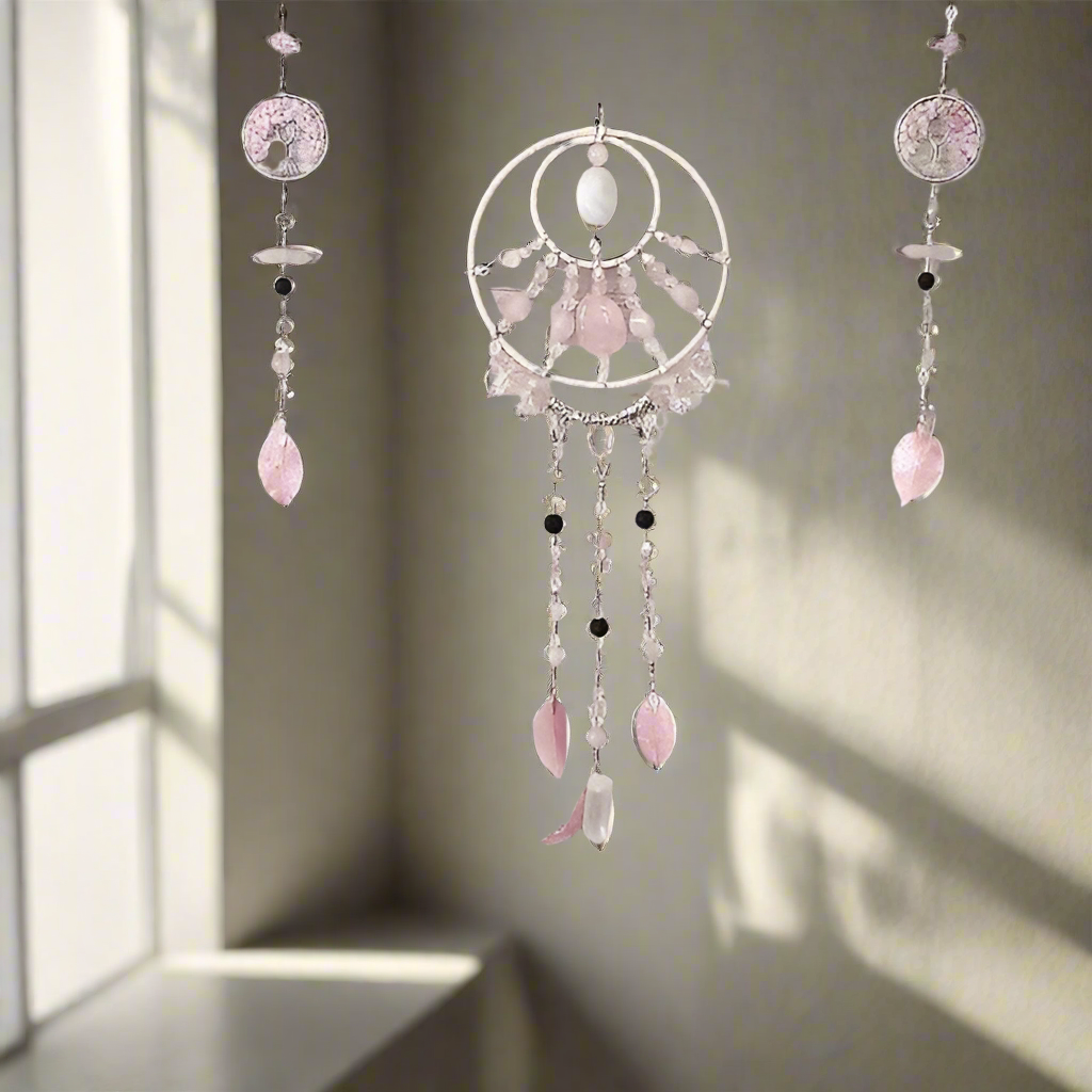 Large Dream Catcher - Rose Quartz