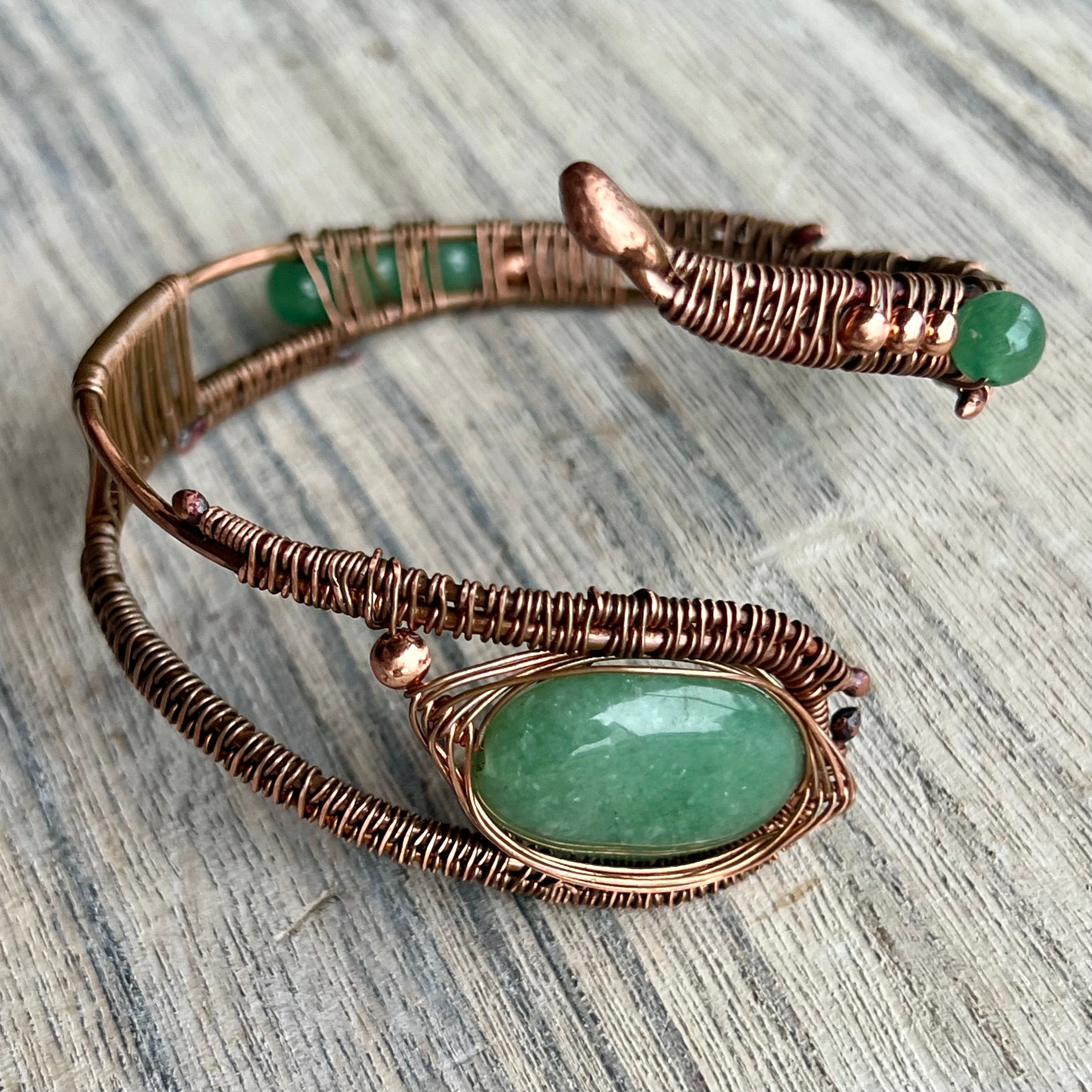 Muse Forged ~ Artesian Green Aventurine Adjustable Cuff Bracelet