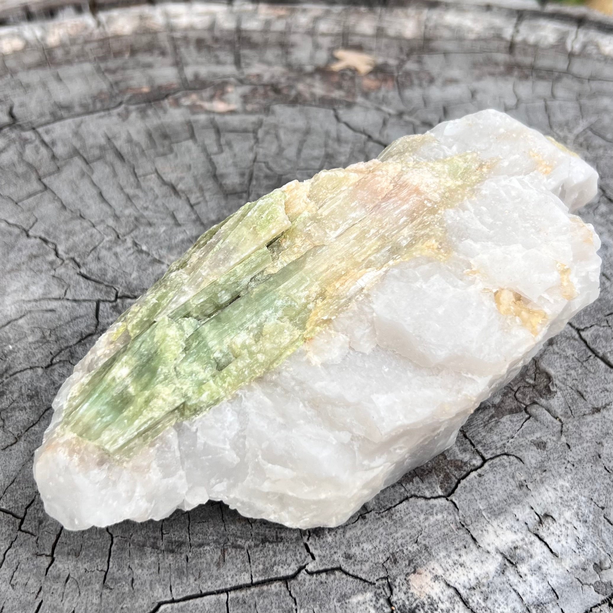 Natural Green Tourmaline on Matrix