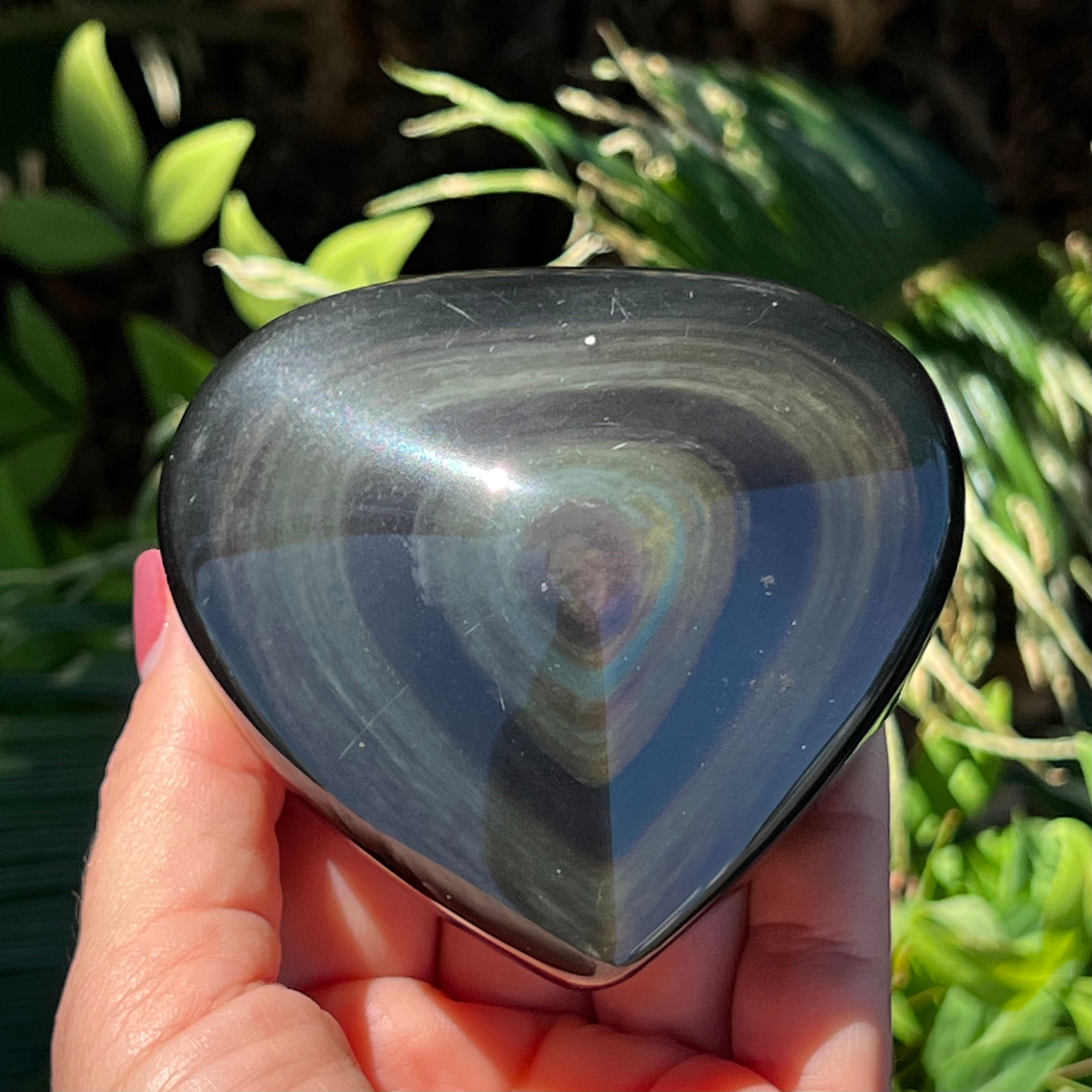 Rainbow Obsidian Heart Carving