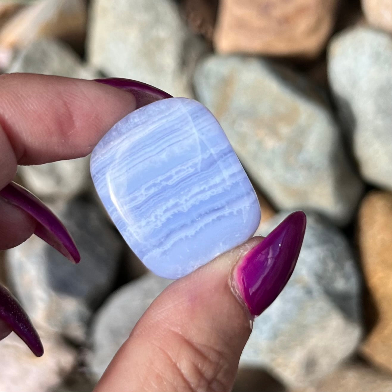 Blue Lace Agate A Grade Tumble Stone