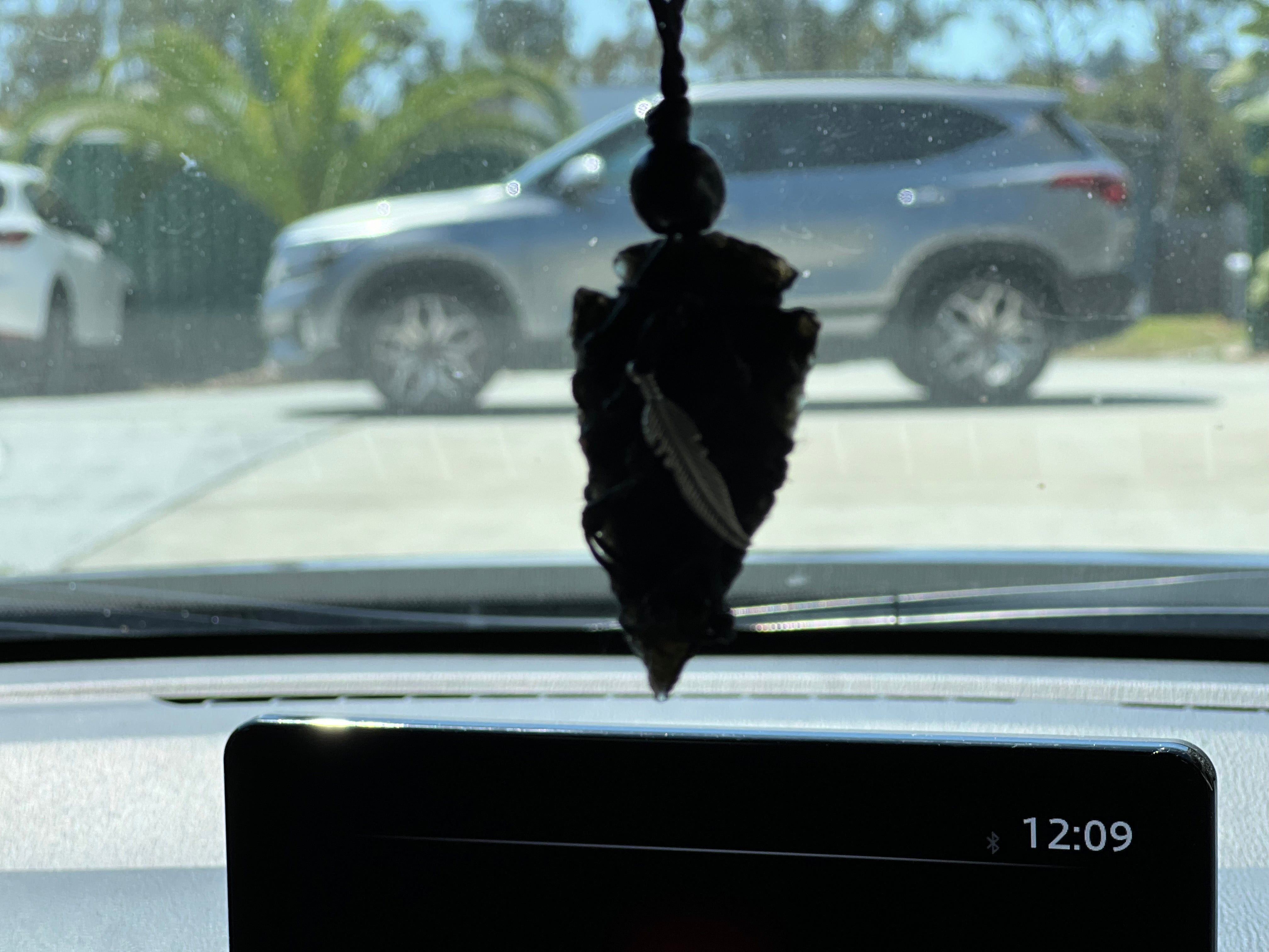 Obsidian Protection Arrow Car Hanger with Black Wrap