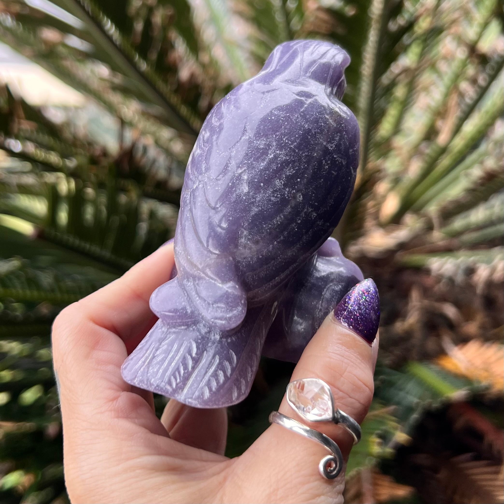 Raven Carving ~ Lepidolite