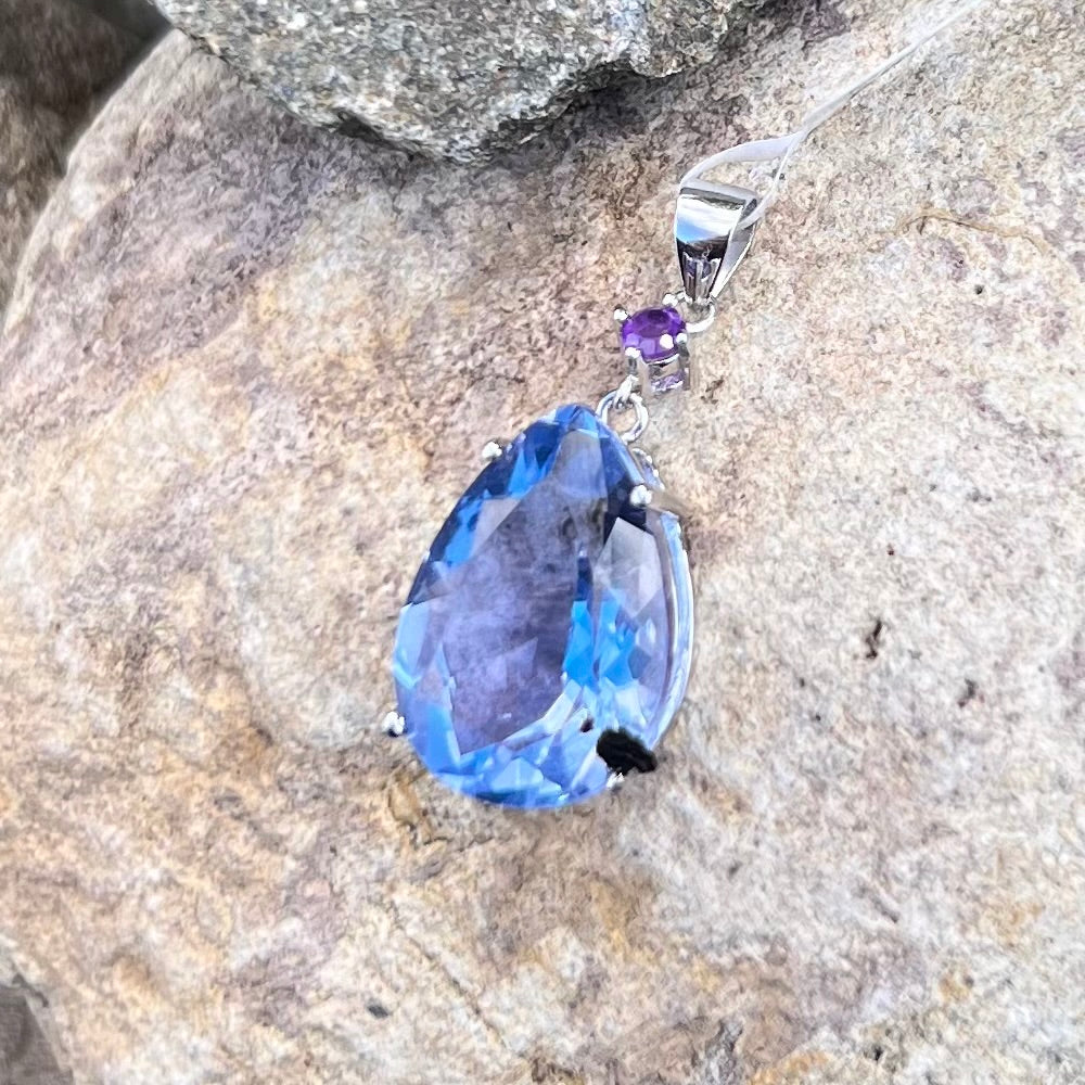 Fluorite & Moissonite ~ Sterling Silver Pendant