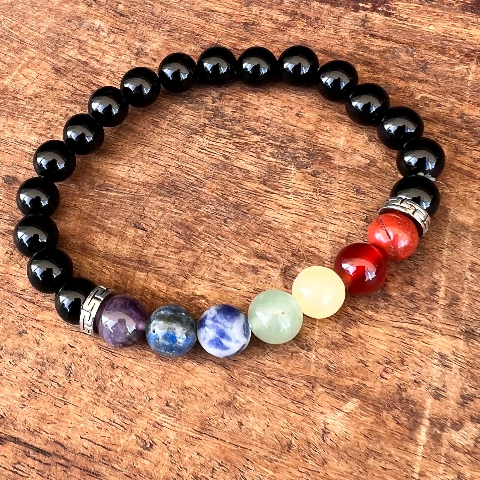 Chakra & Black Obsidian Bracelet